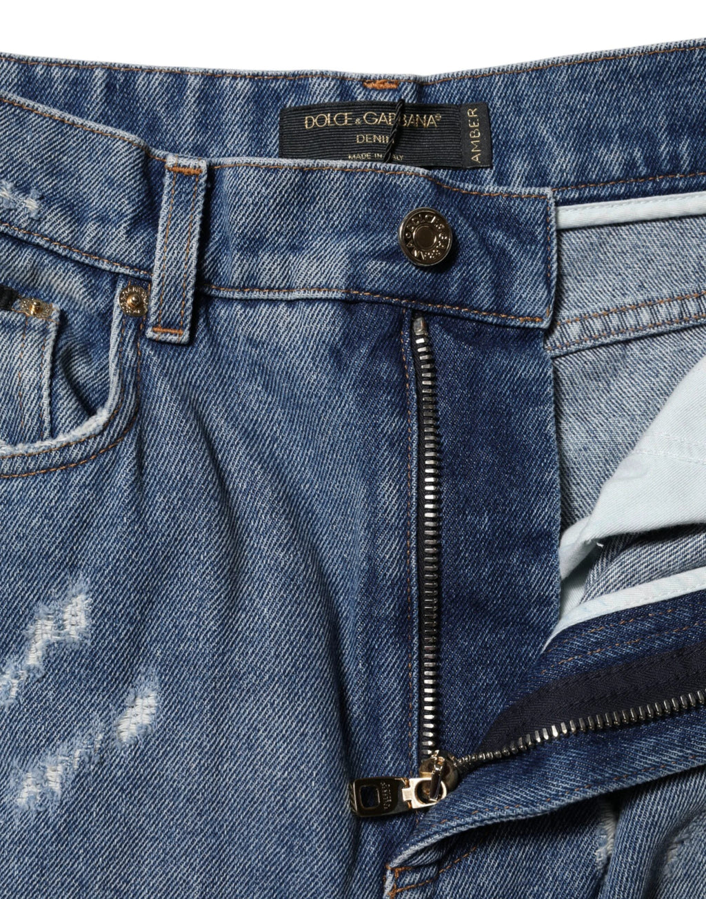 Dolce & Gabbana Blue Tattered High Waist Women Denim Jeans by Dolce & Gabbana