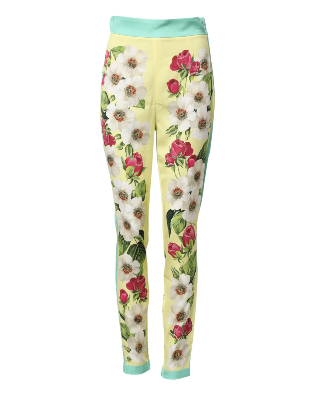 Dolce & Gabbana Yellow Silk Floral Leggings Pants by Dolce & Gabbana