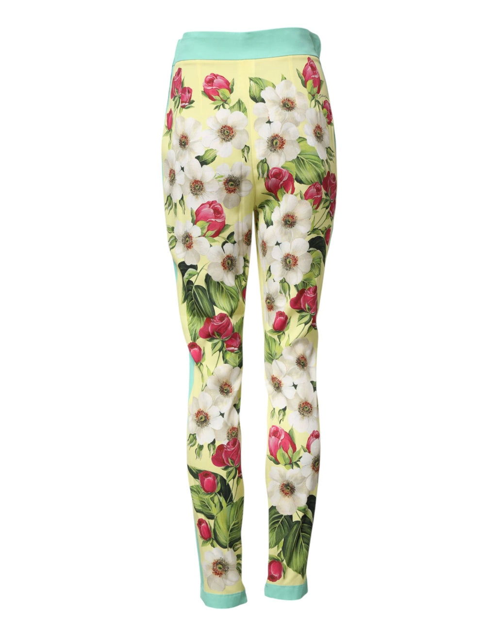 Dolce & Gabbana Yellow Silk Floral Leggings Pants by Dolce & Gabbana