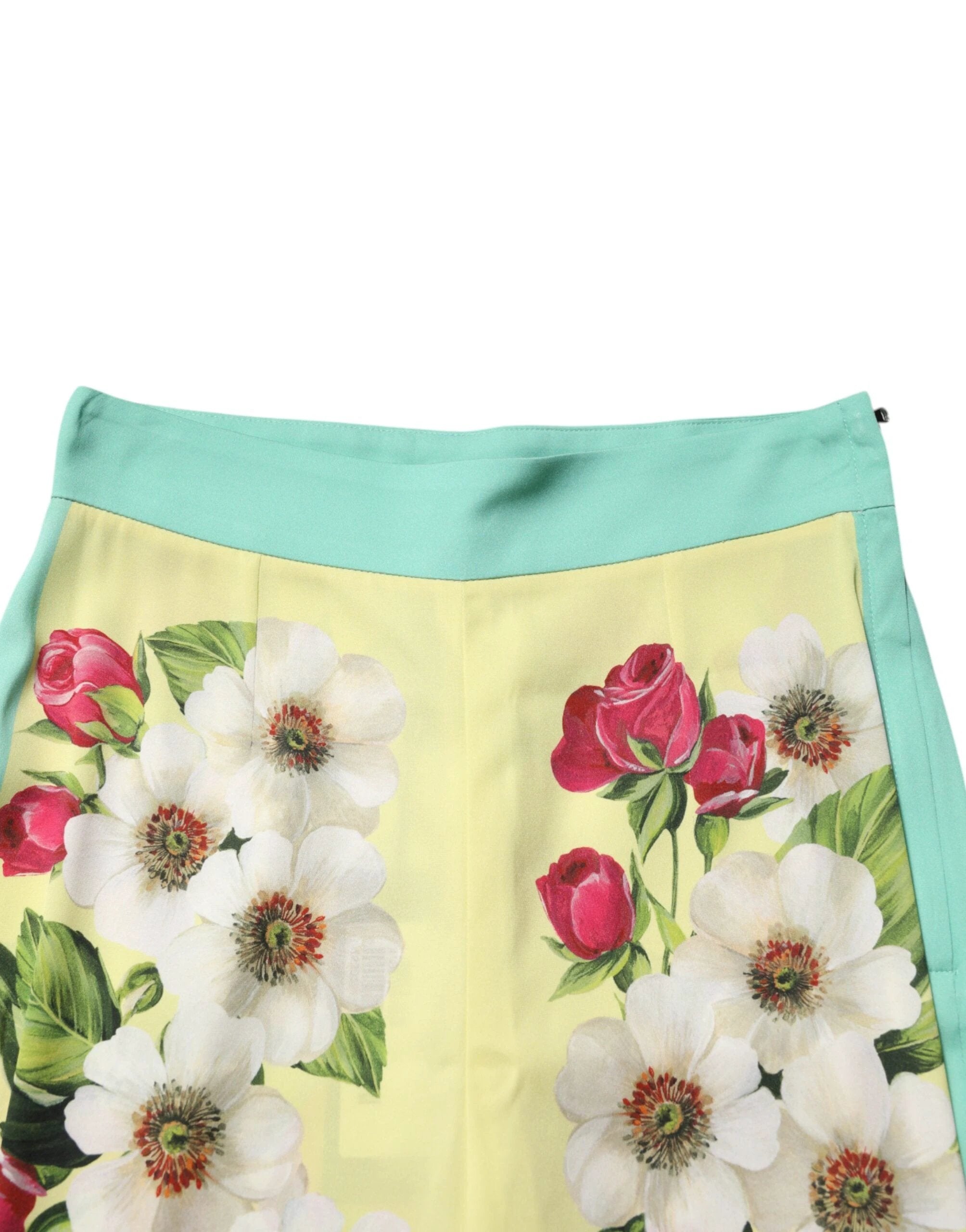 Dolce & Gabbana Yellow Silk Floral Leggings Pants by Dolce & Gabbana