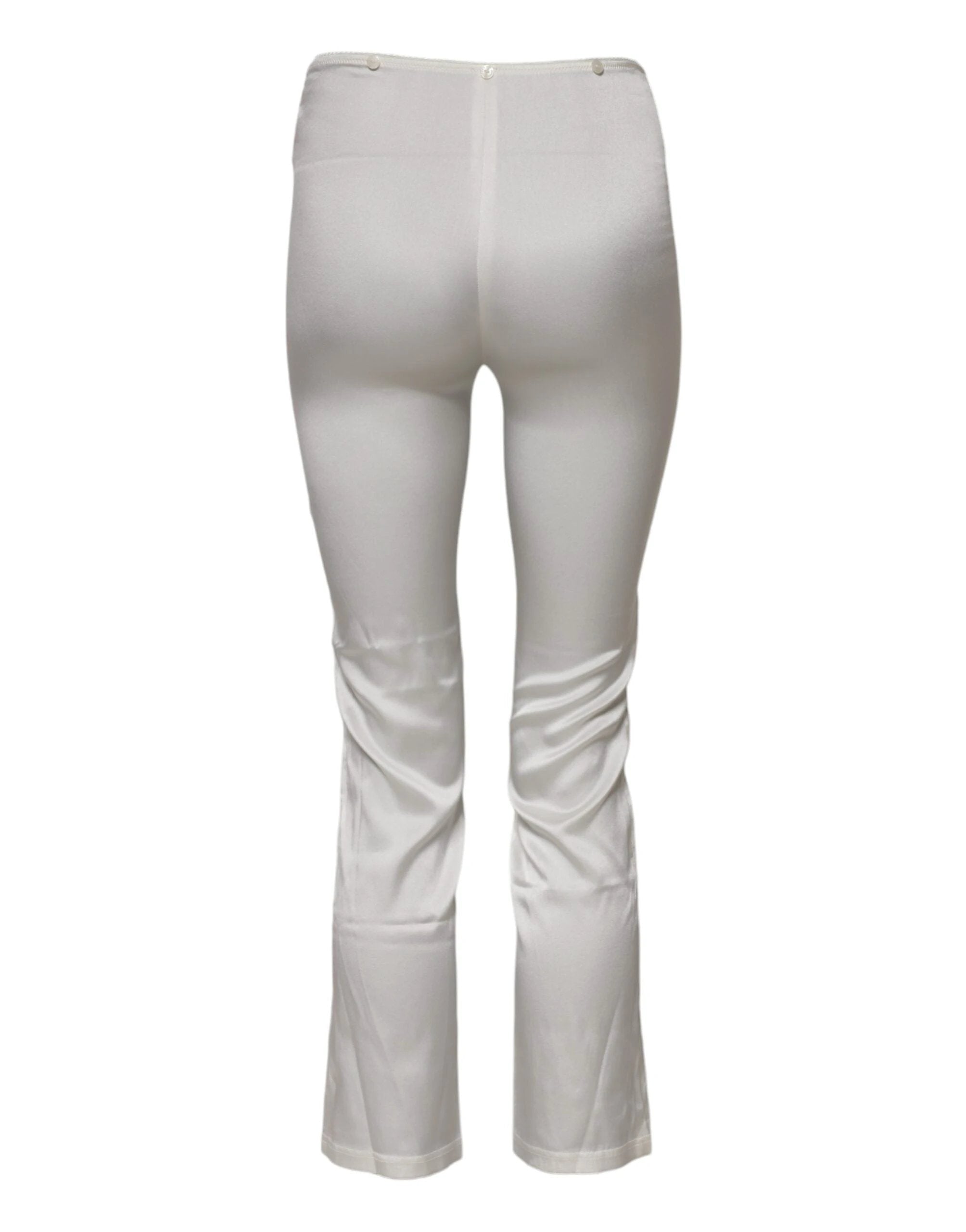 Dolce & Gabbana Ivory Silk Tapered High Waist Pants by Dolce & Gabbana