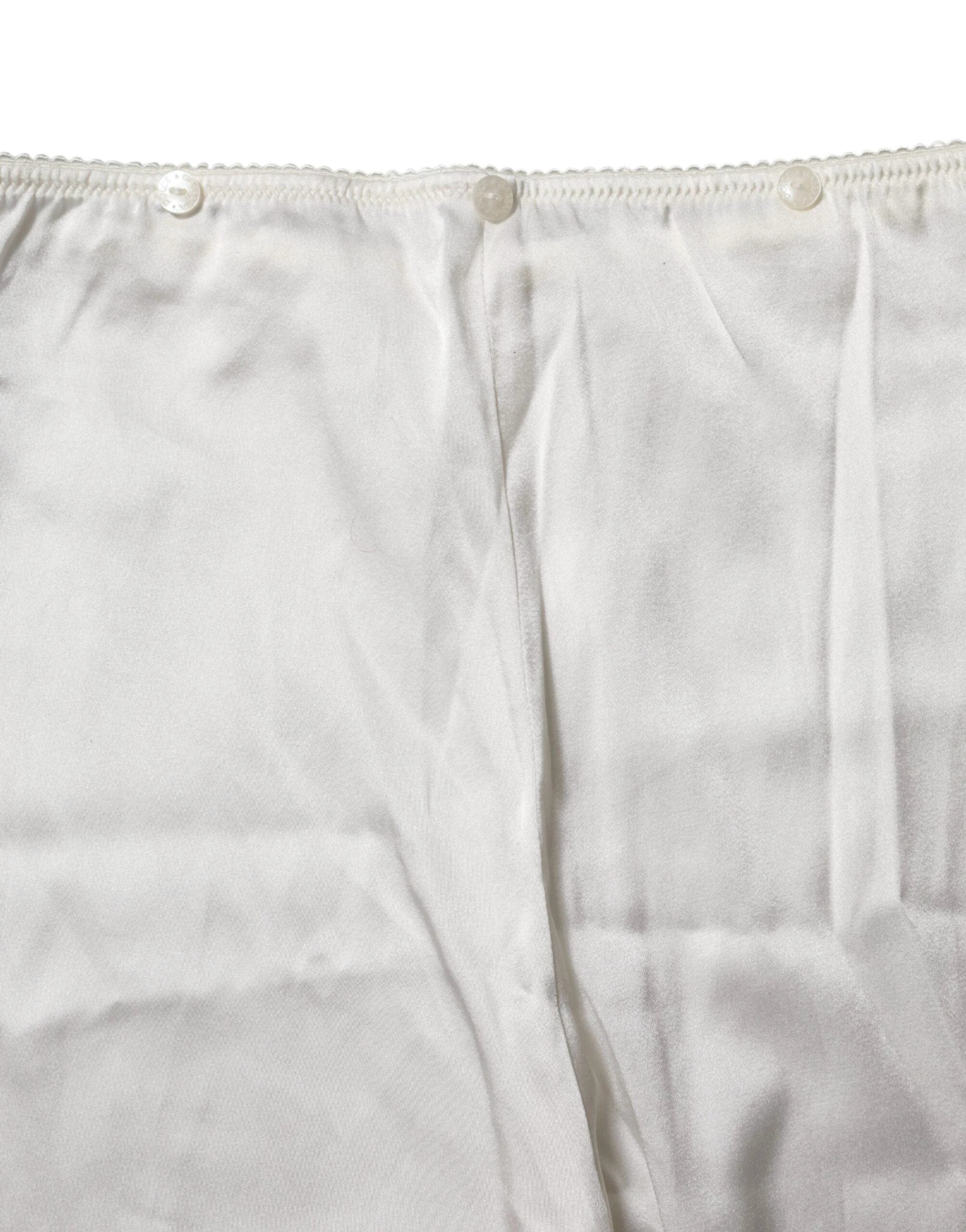 Dolce & Gabbana Ivory Silk Tapered High Waist Pants by Dolce & Gabbana