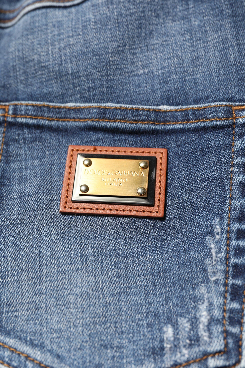 Dolce & Gabbana Blue Rhinestone Embellished Denim Jeans by Dolce & Gabbana