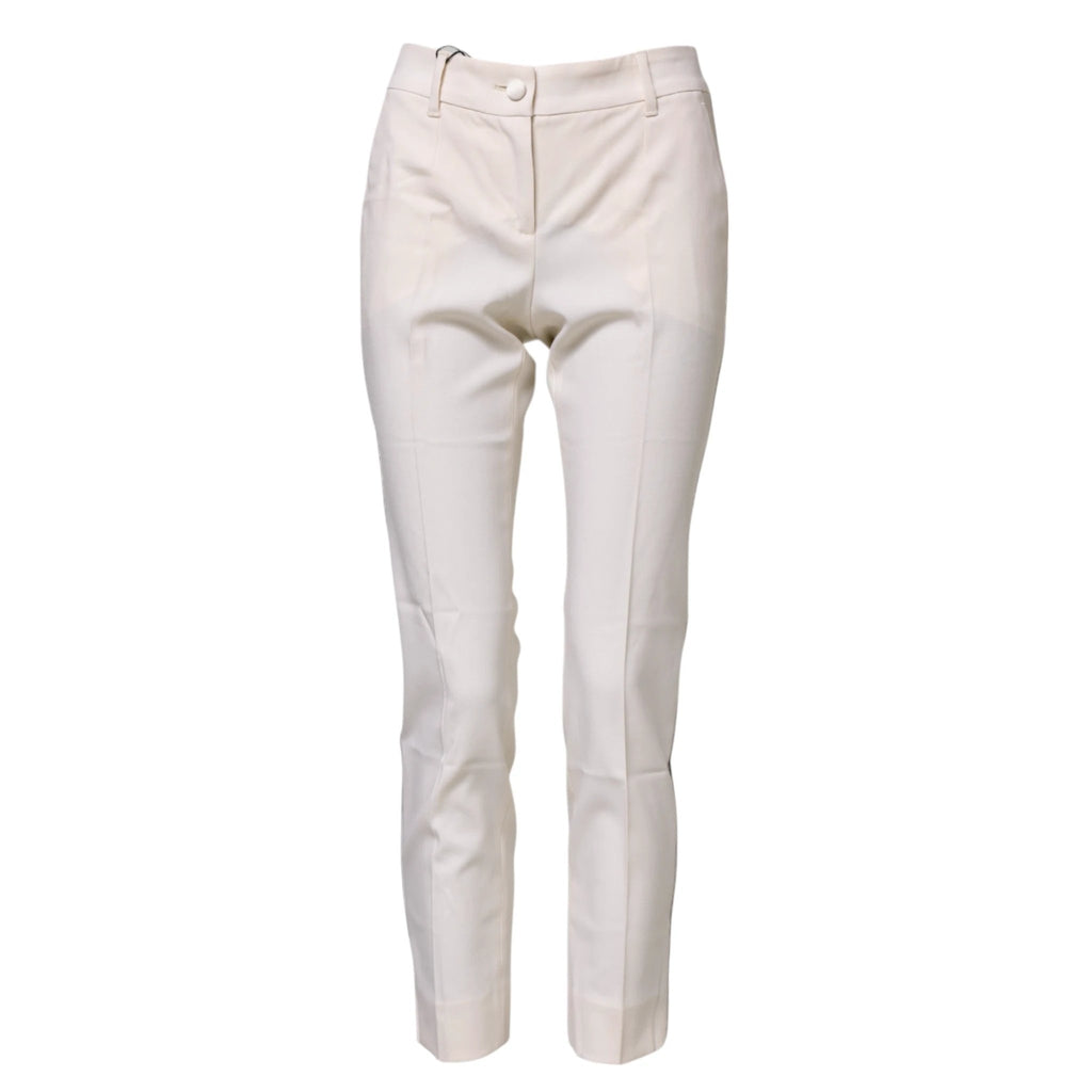 Dolce & Gabbana White Wool Tapered High Waist Pants by Dolce & Gabbana