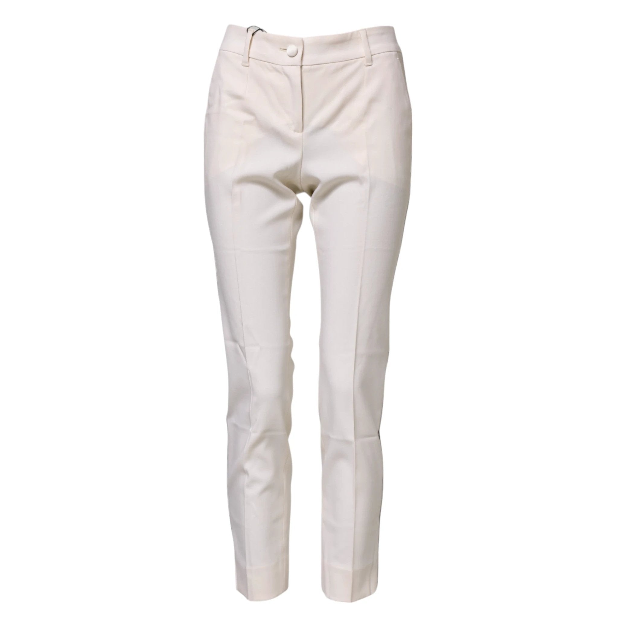 Dolce & Gabbana White Wool Tapered High Waist Pants by Dolce & Gabbana
