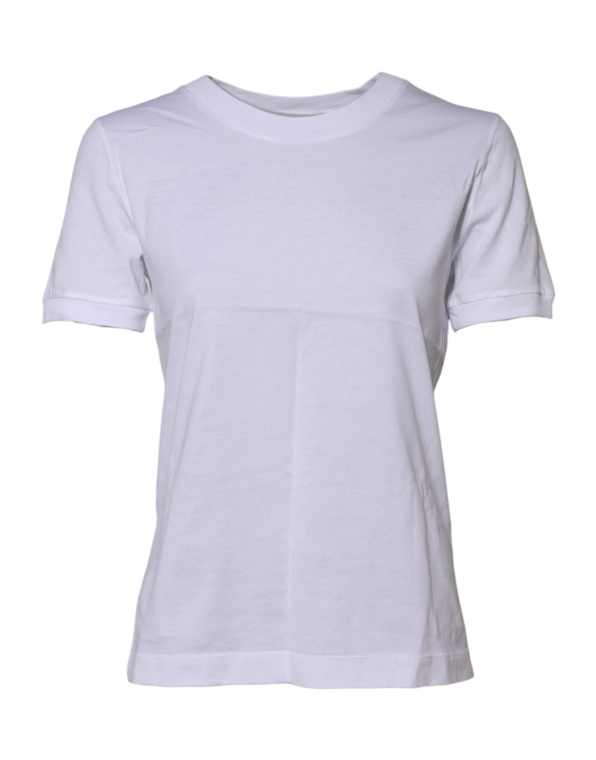 Dolce & Gabbana White Cotton Round Neck Short Sleeves T-shirt by Dolce & Gabbana