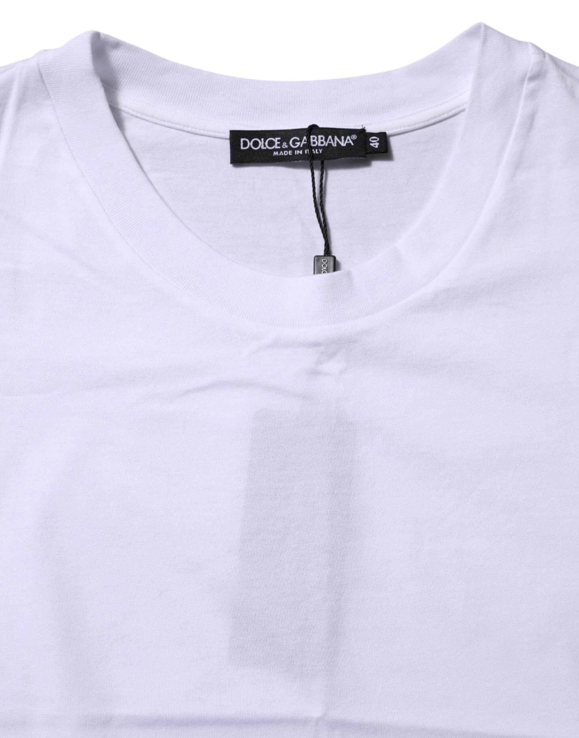 Dolce & Gabbana White Cotton Round Neck Short Sleeves T-shirt by Dolce & Gabbana