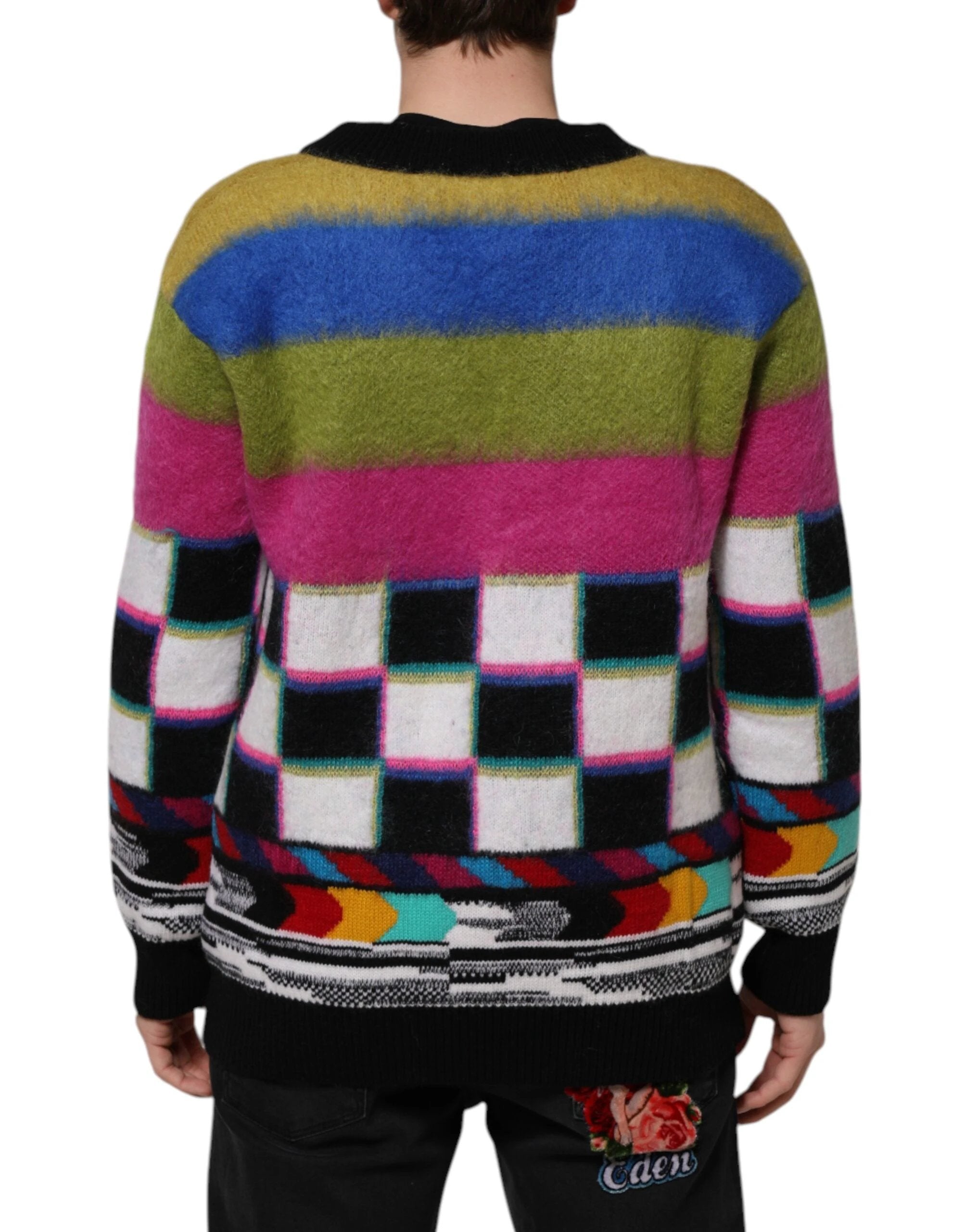 Dolce & Gabbana Multicolor Glitch Design Pullover Sweater by Dolce & Gabbana