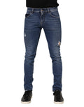 Dolce & Gabbana Blue Washed Skinny Cotton Tattered Denim Jeans by Dolce & Gabbana