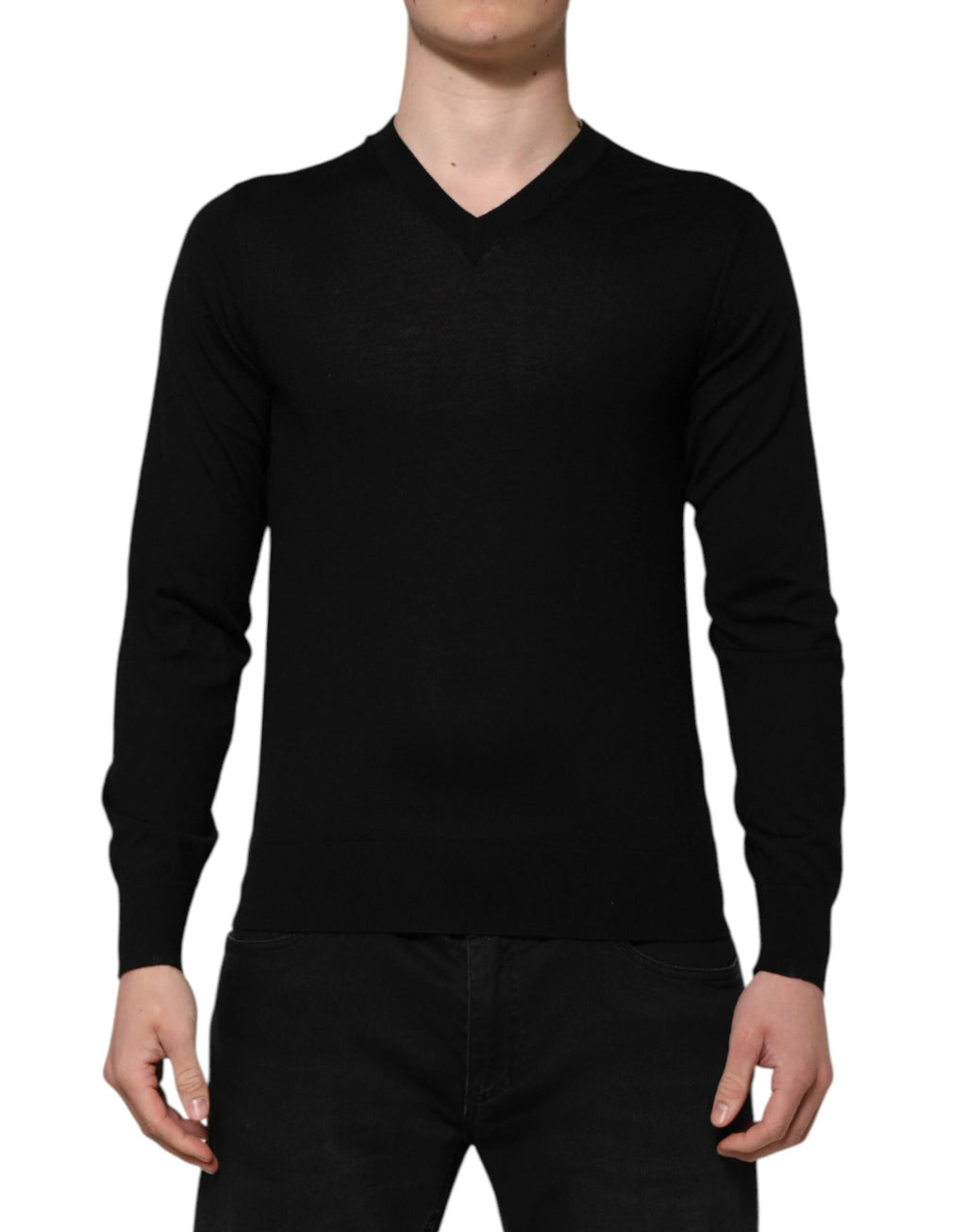 Dolce & Gabbana Dark Gray Embroidered Logo Pullover Sweater by Dolce & Gabbana