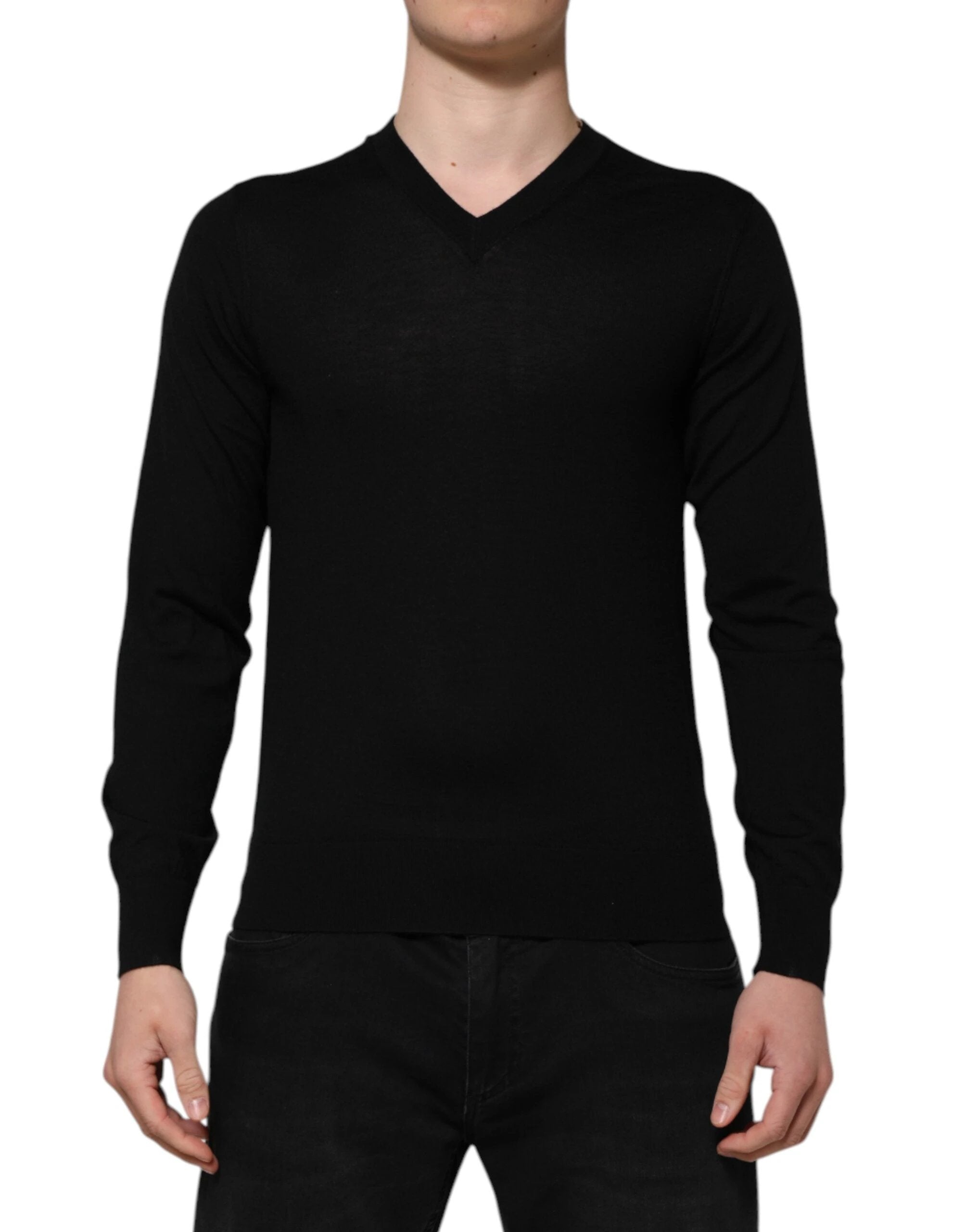 Dolce & Gabbana Dark Gray Embroidered Logo Pullover Sweater by Dolce & Gabbana