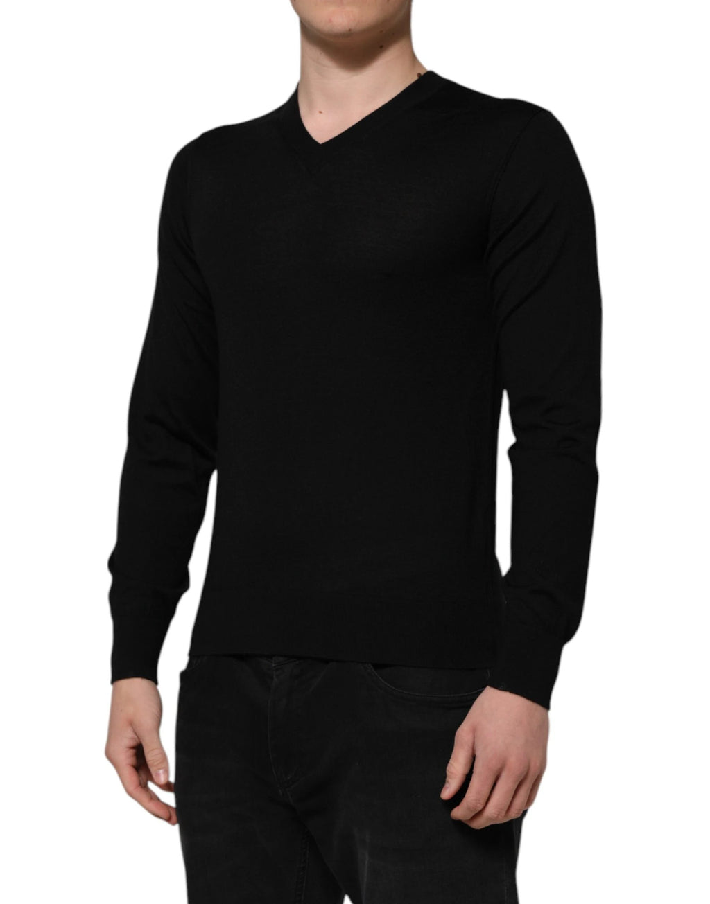 Dolce & Gabbana Dark Gray Embroidered Logo Pullover Sweater by Dolce & Gabbana