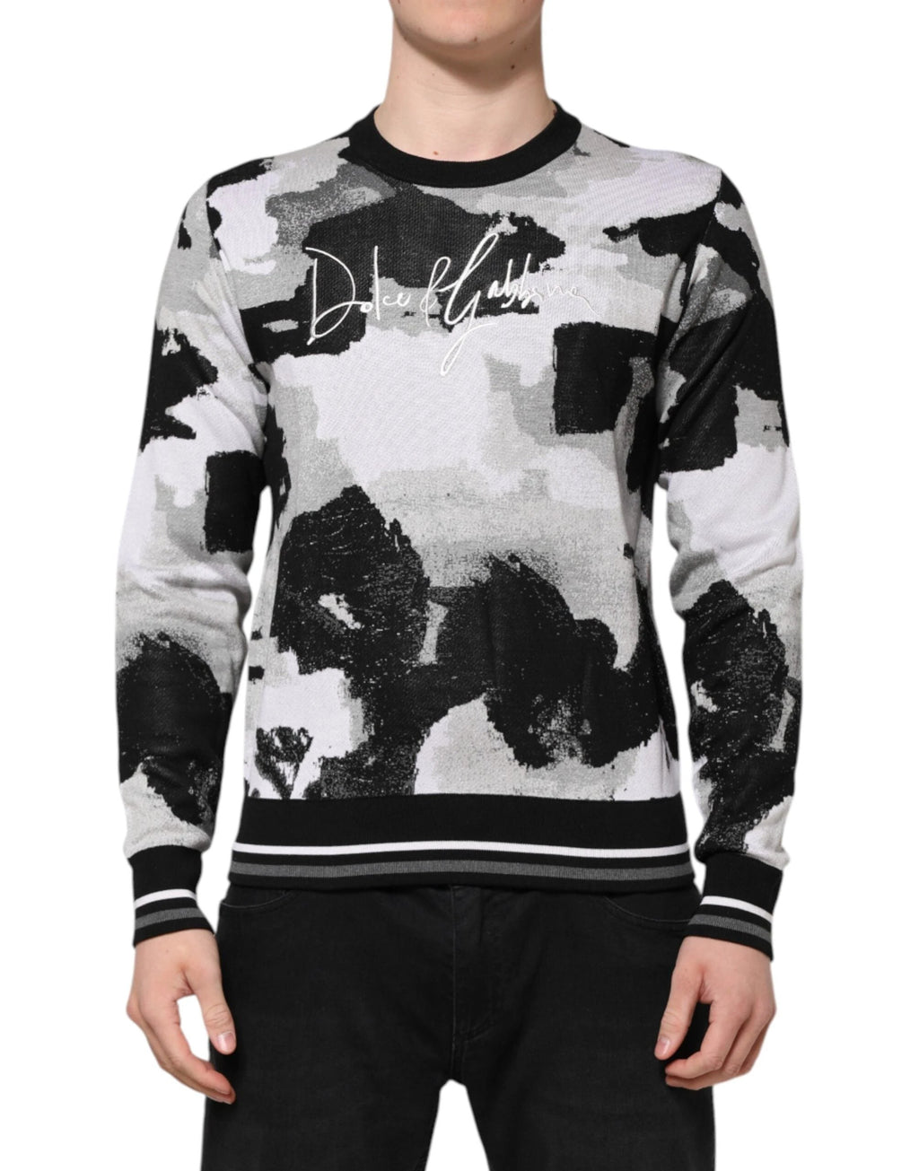 Dolce & Gabbana Multicolor Silk Camouflage Pullover Sweater by Dolce & Gabbana