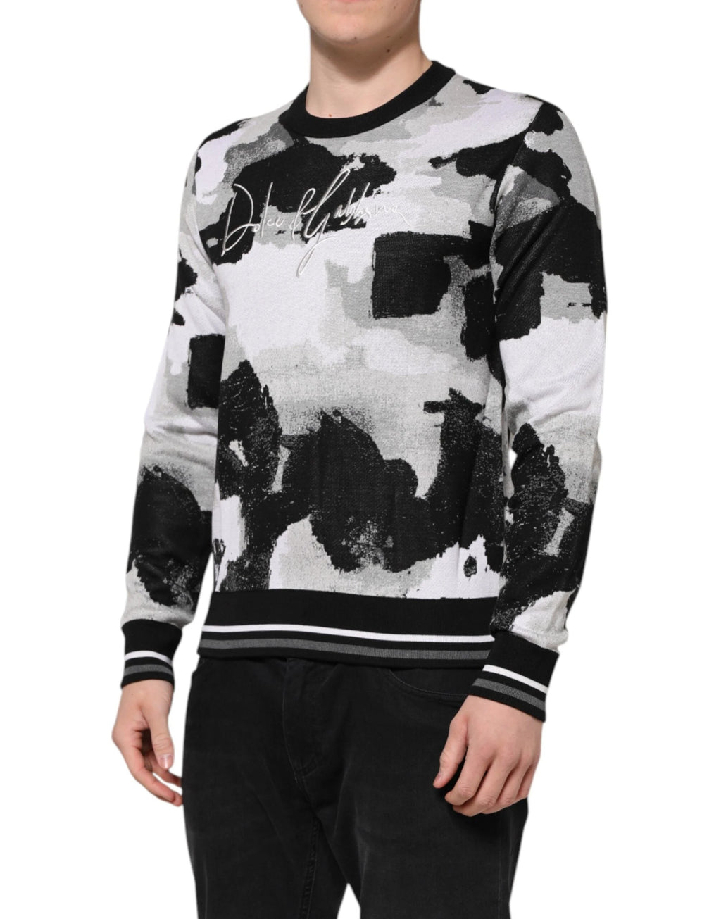 Dolce & Gabbana Multicolor Silk Camouflage Pullover Sweater by Dolce & Gabbana