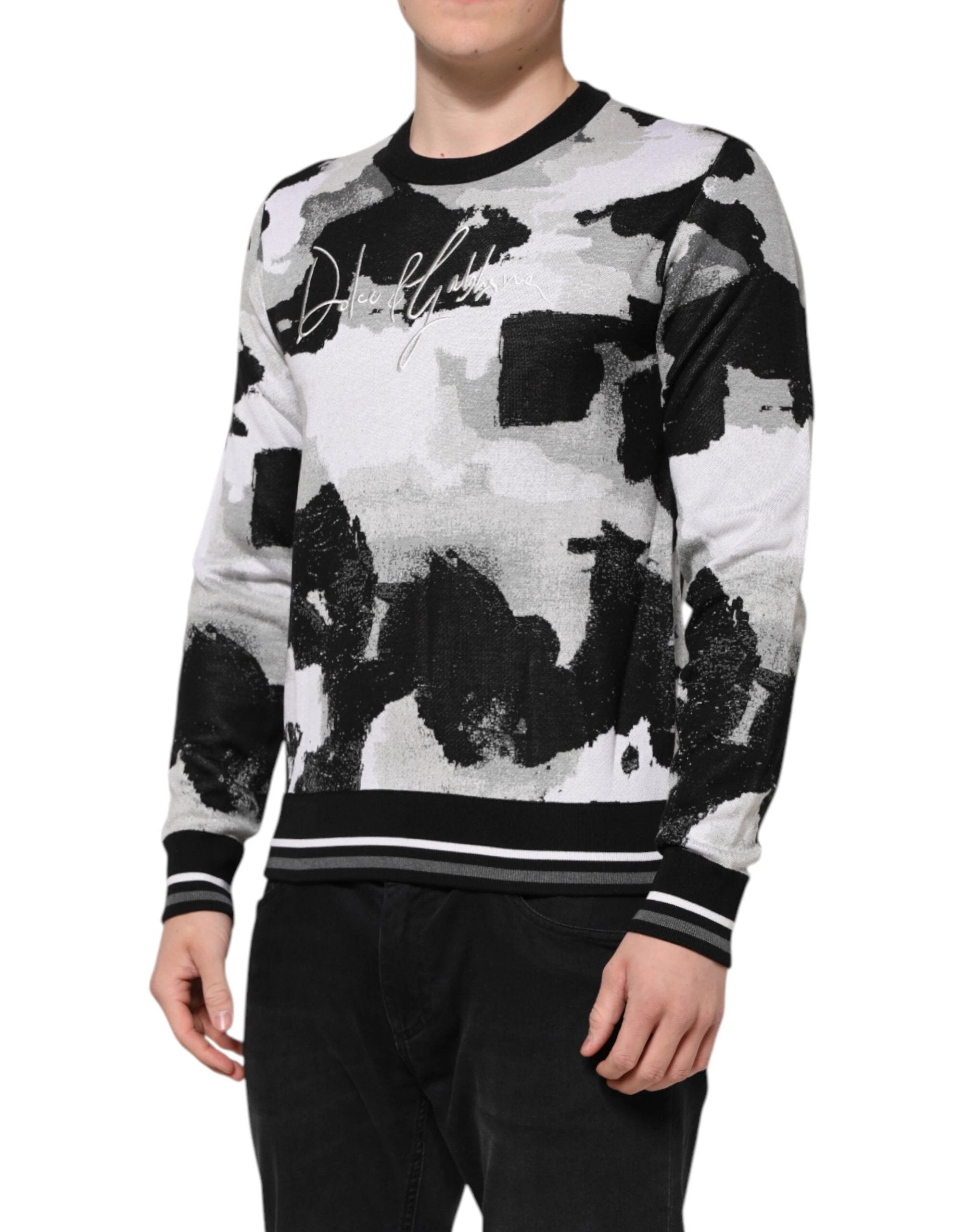Dolce & Gabbana Multicolor Silk Camouflage Pullover Sweater by Dolce & Gabbana