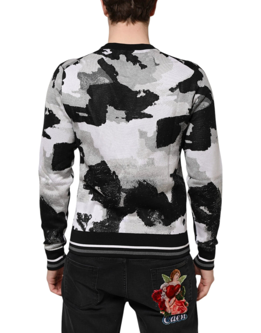 Dolce & Gabbana Multicolor Silk Camouflage Pullover Sweater by Dolce & Gabbana