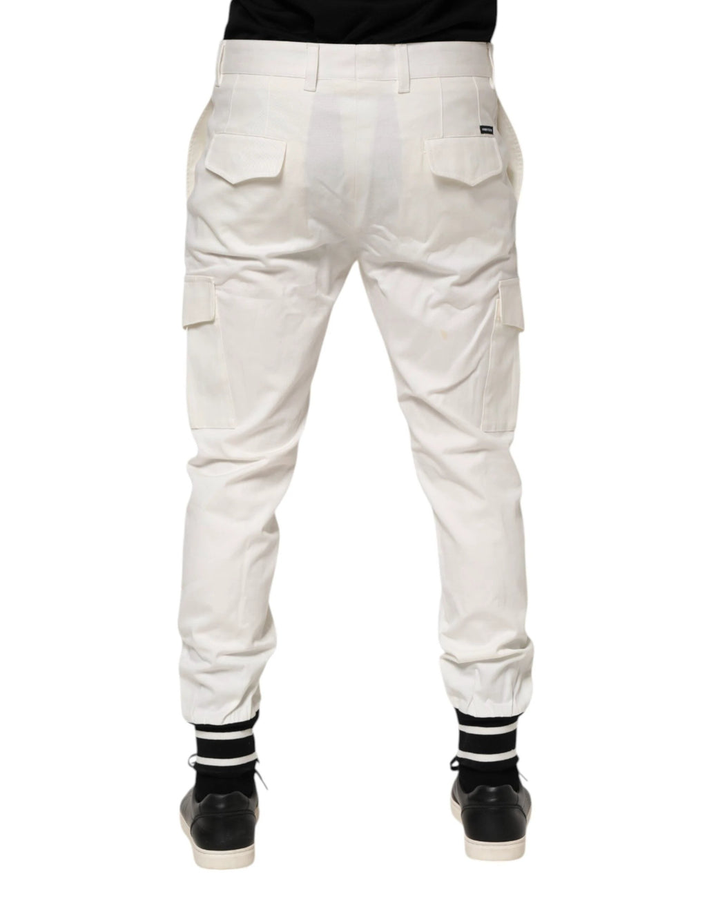 Dolce & Gabbana White Cotton Jogger Cargo Skinny Men Pants by Dolce & Gabbana