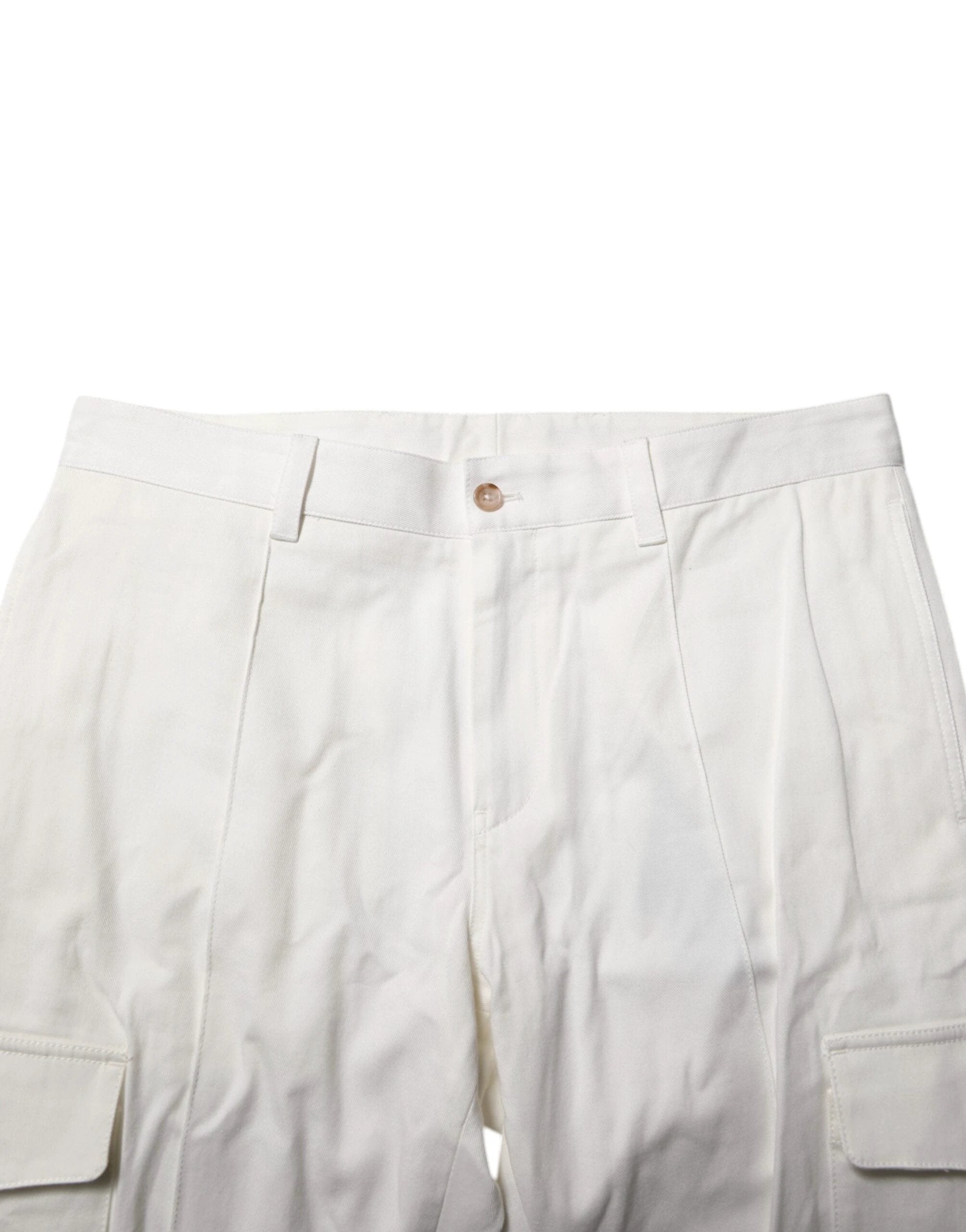 Dolce & Gabbana White Cotton Jogger Cargo Skinny Men Pants by Dolce & Gabbana