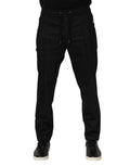 Dolce & Gabbana Black Striped Wool Men Jogger Pants by Dolce & Gabbana