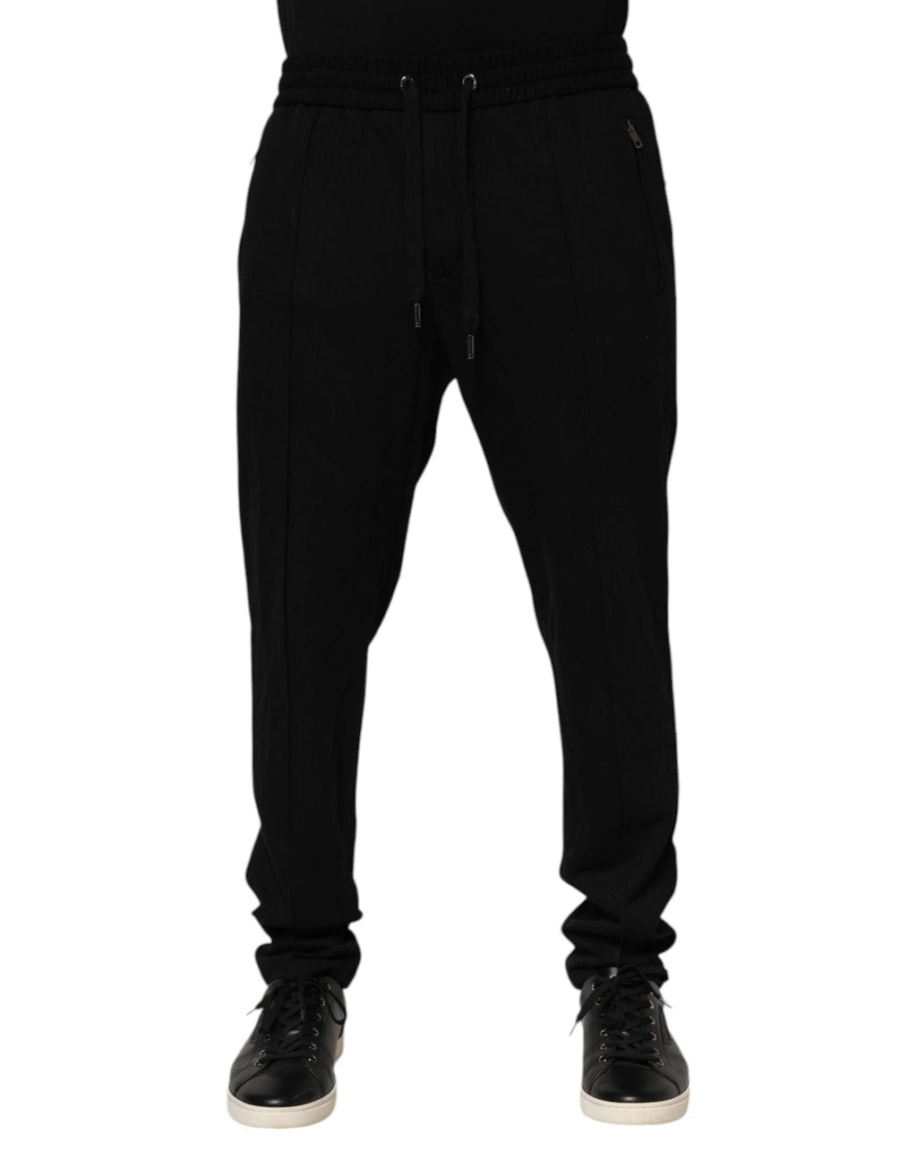 Dolce & Gabbana Black Viscose Skinny Logo Men Jogger Pants by Dolce & Gabbana