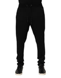 Dolce & Gabbana Black Viscose Skinny Logo Men Jogger Pants by Dolce & Gabbana