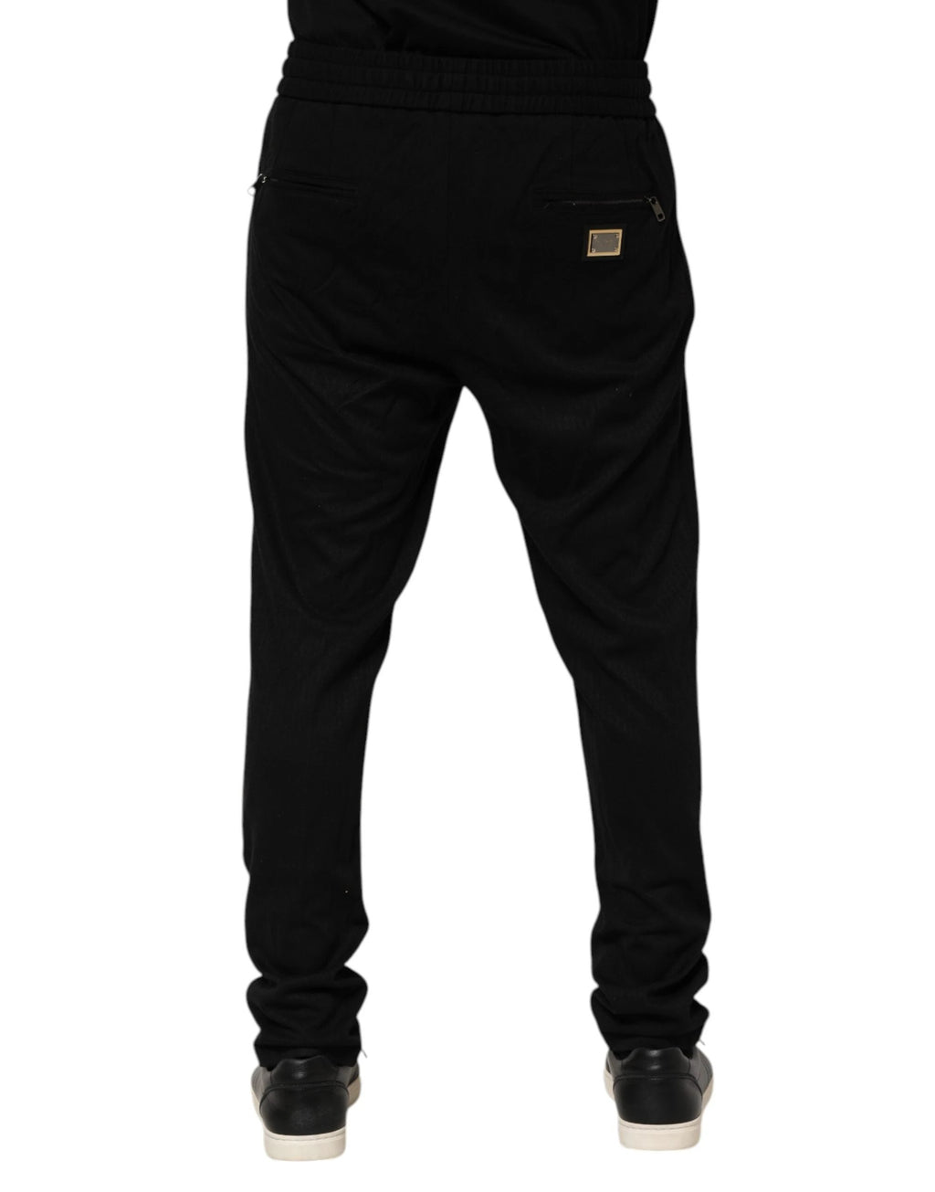 Dolce & Gabbana Black Viscose Skinny Logo Men Jogger Pants by Dolce & Gabbana