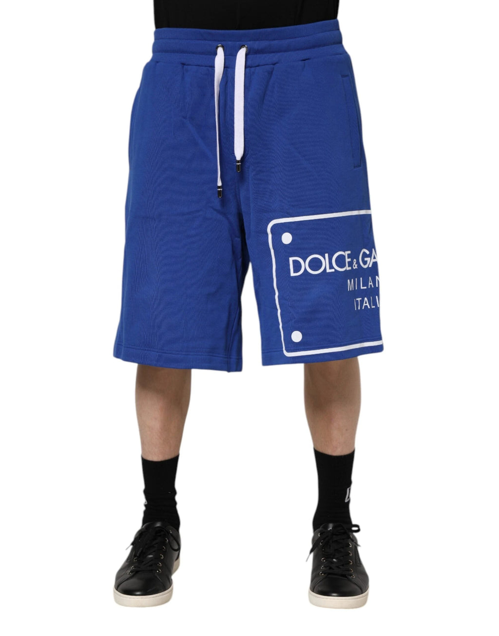 Dolce & Gabbana Blue Logo Cotton Bermuda Sweatshorts Shorts by Dolce & Gabbana