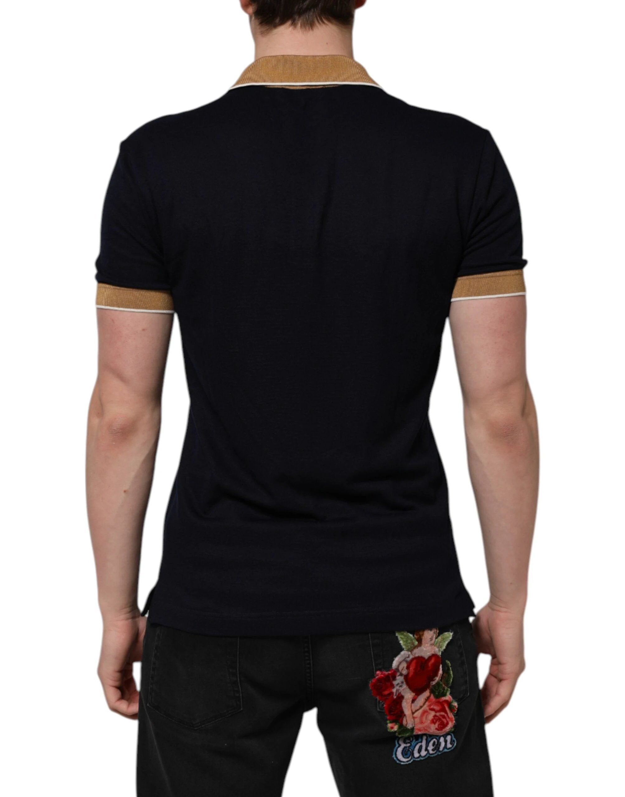 Dolce & Gabbana Black Cashmere Crown Logo Men Polo T-shirt by Dolce & Gabbana
