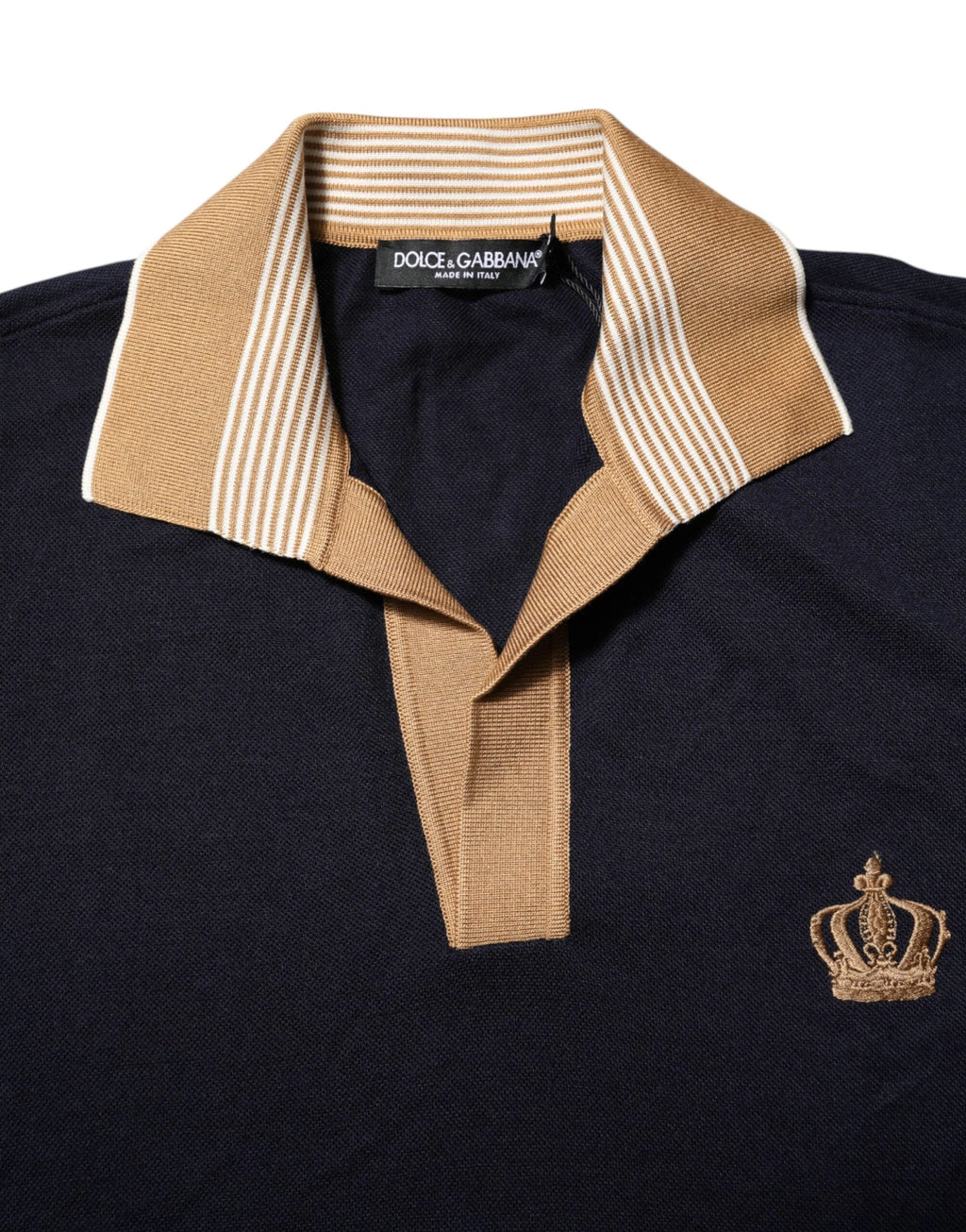 Dolce & Gabbana Black Cashmere Crown Logo Men Polo T-shirt by Dolce & Gabbana