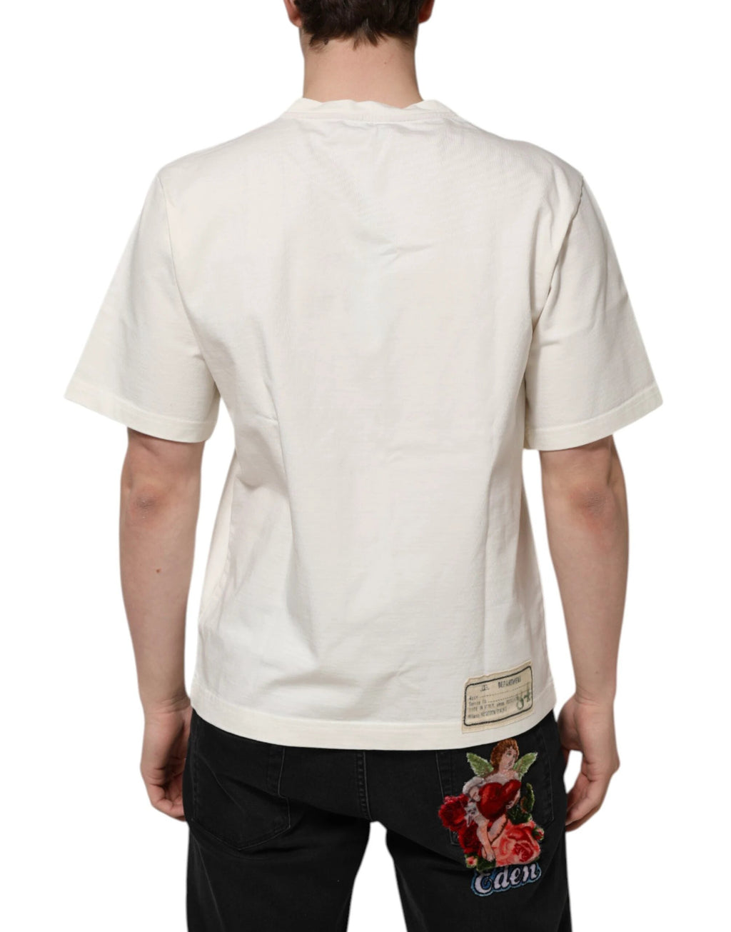 Dolce & Gabbana White Love Peace Cotton Men Crew Neck T-shirt by Dolce & Gabbana