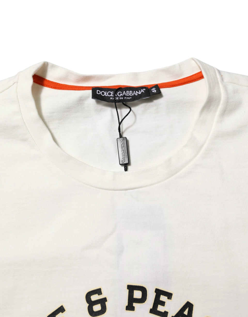 Dolce & Gabbana White Love Peace Cotton Men Crew Neck T-shirt by Dolce & Gabbana