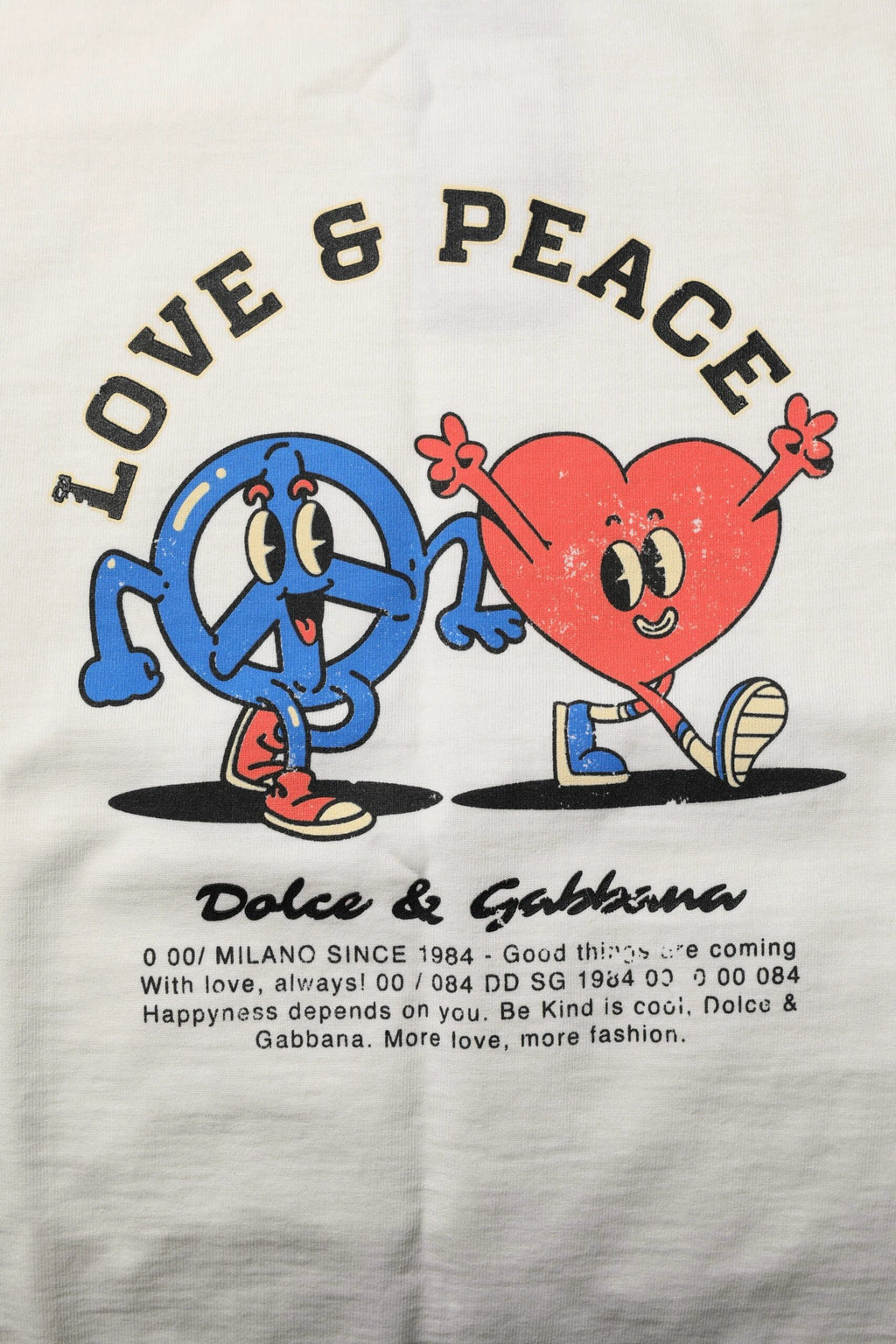 Dolce & Gabbana White Love Peace Cotton Men Crew Neck T-shirt by Dolce & Gabbana