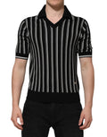 Dolce & Gabbana Black White Stripes Collared Polo T-shirt by Dolce & Gabbana