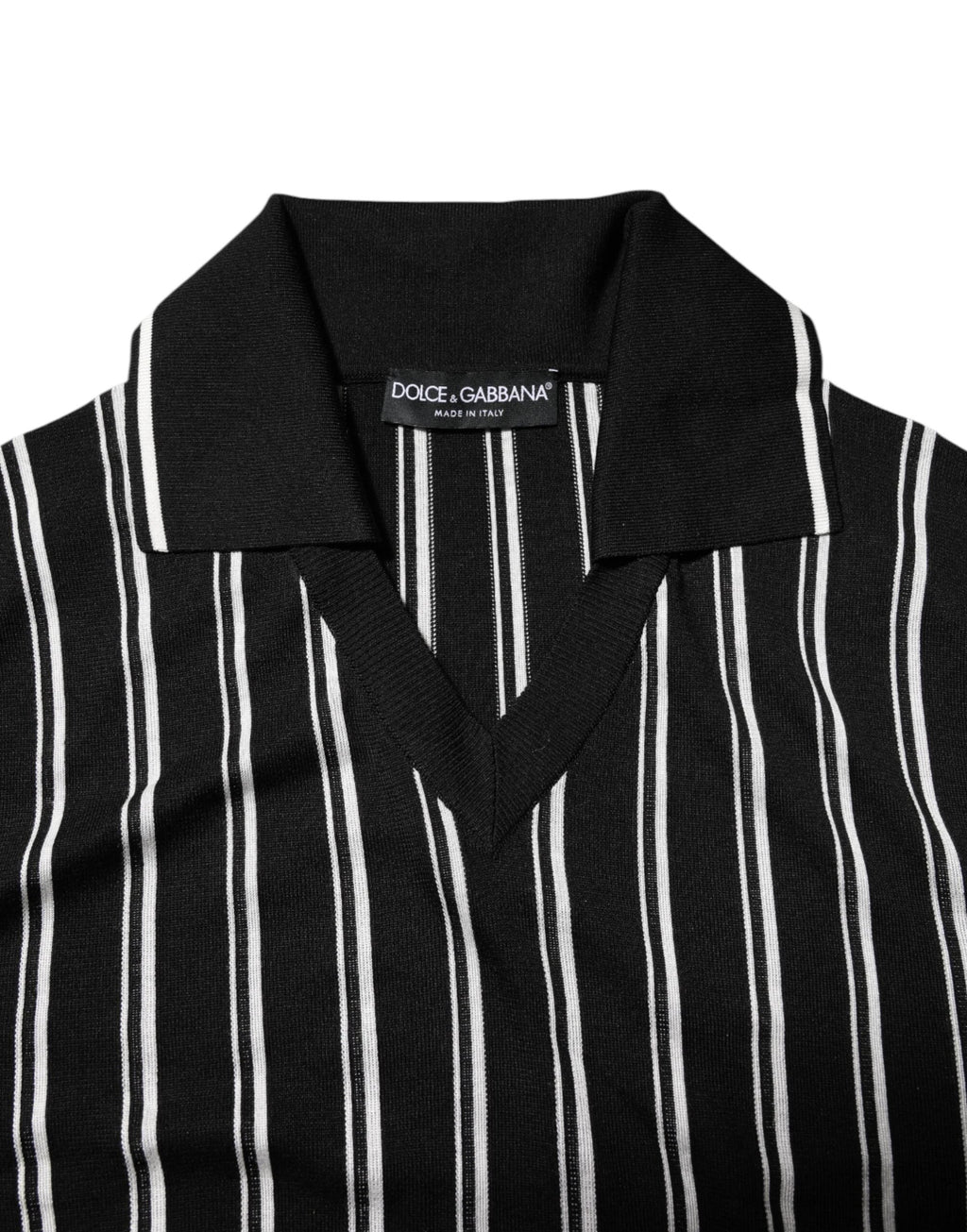 Dolce & Gabbana Black White Stripes Collared Polo T-shirt by Dolce & Gabbana
