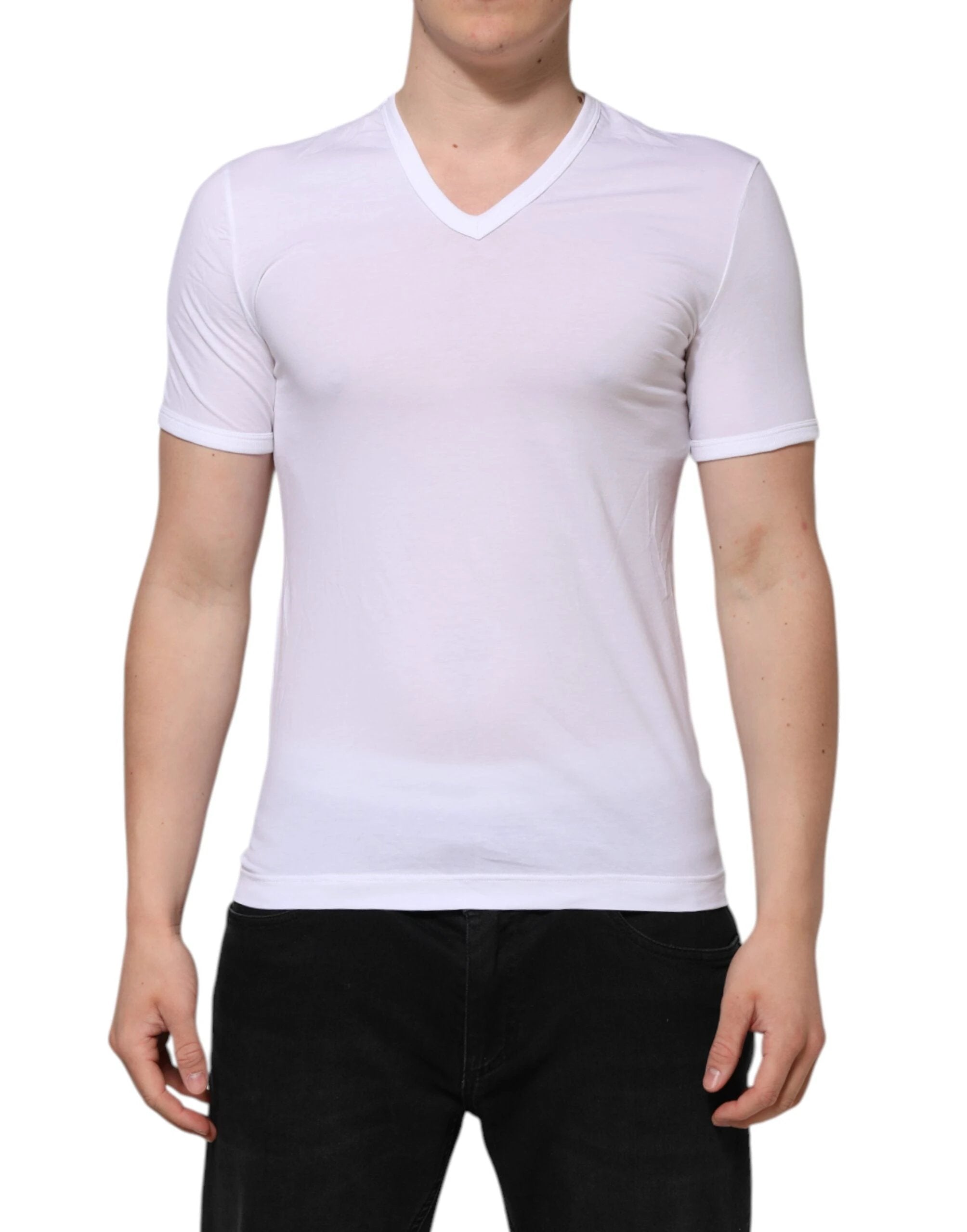 Dolce & Gabbana White Short Sleeves V-neck Underwear T-shirt by Dolce & Gabbana