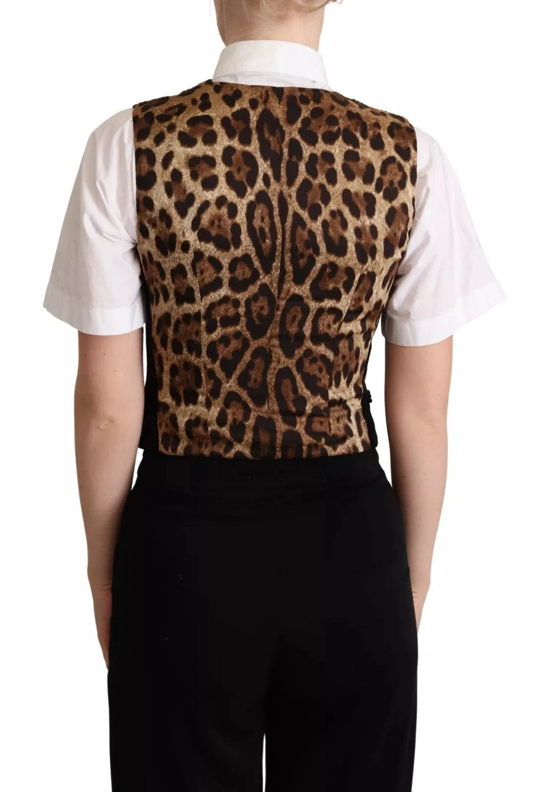 Dolce & Gabbana Black Brown Leopard Print Waistcoat Vest by Dolce & Gabbana