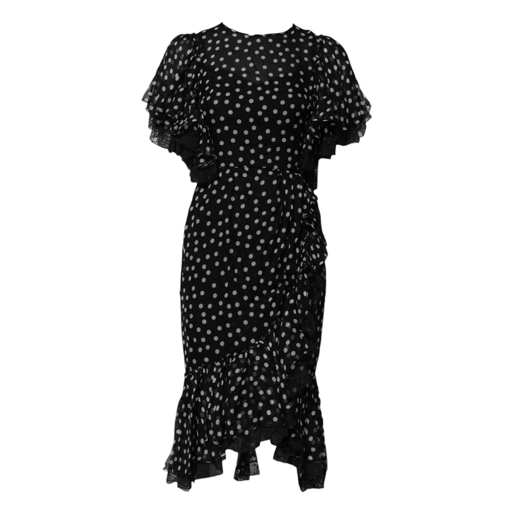 Dolce & Gabbana Black White Lace Polka Dot Chiffon Dress by Dolce & Gabbana