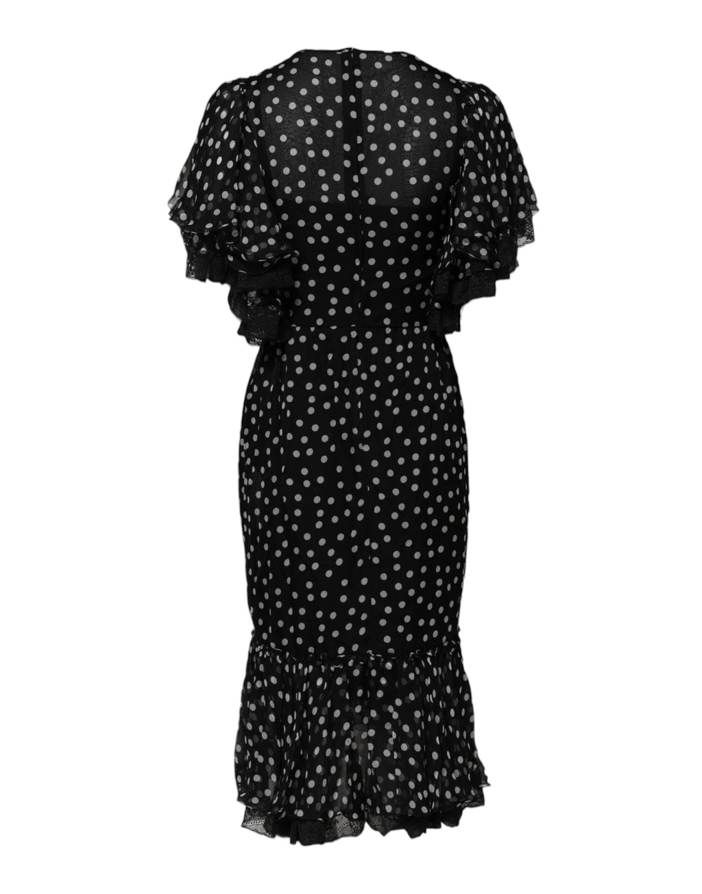 Dolce & Gabbana Black White Lace Polka Dot Chiffon Dress by Dolce & Gabbana