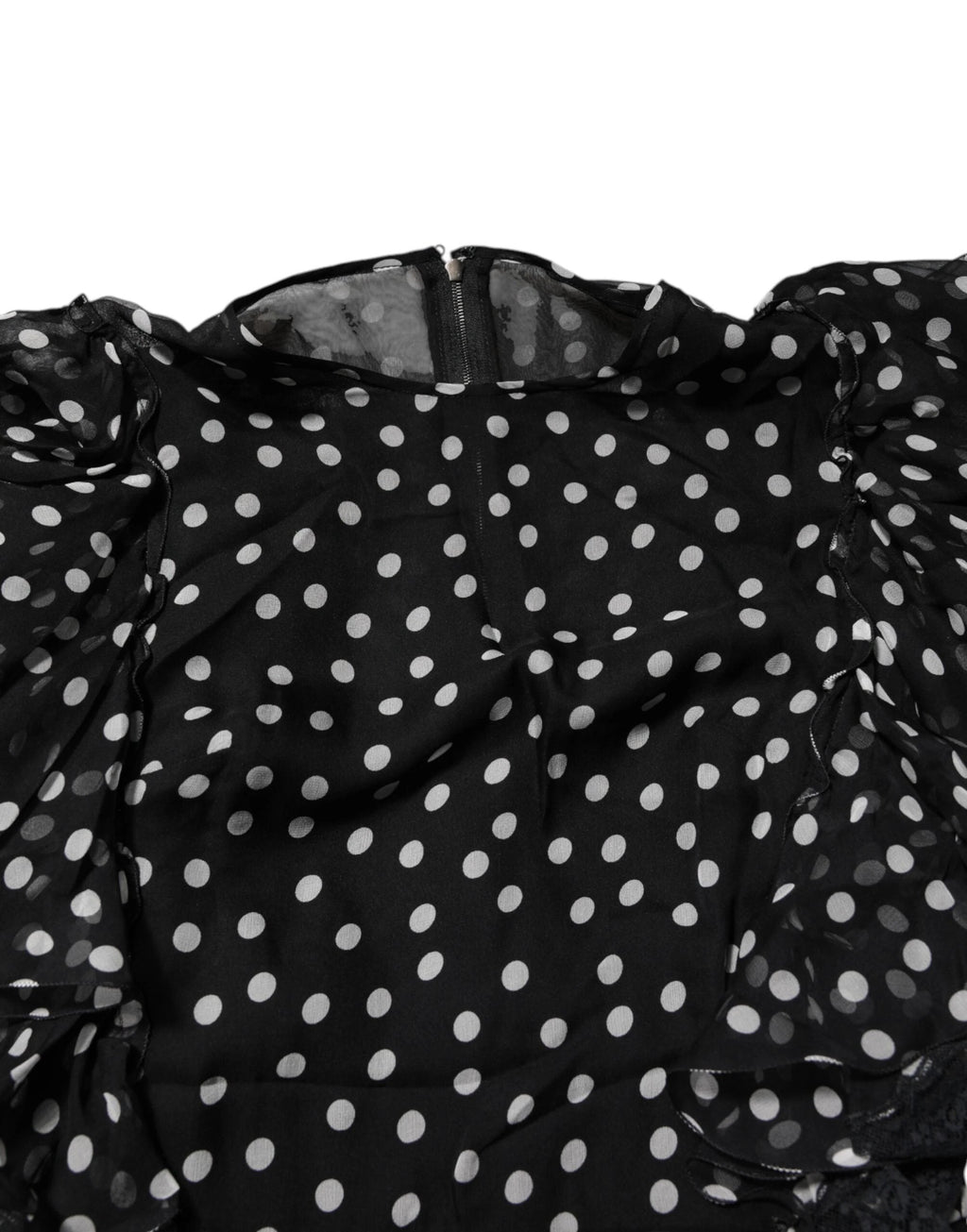 Dolce & Gabbana Black White Lace Polka Dot Chiffon Dress by Dolce & Gabbana