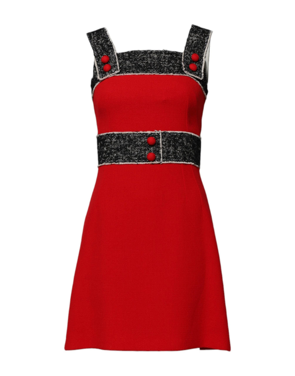 Dolce & Gabbana Red Wool Sleeveless A-line Flared Mini Dress by Dolce & Gabbana