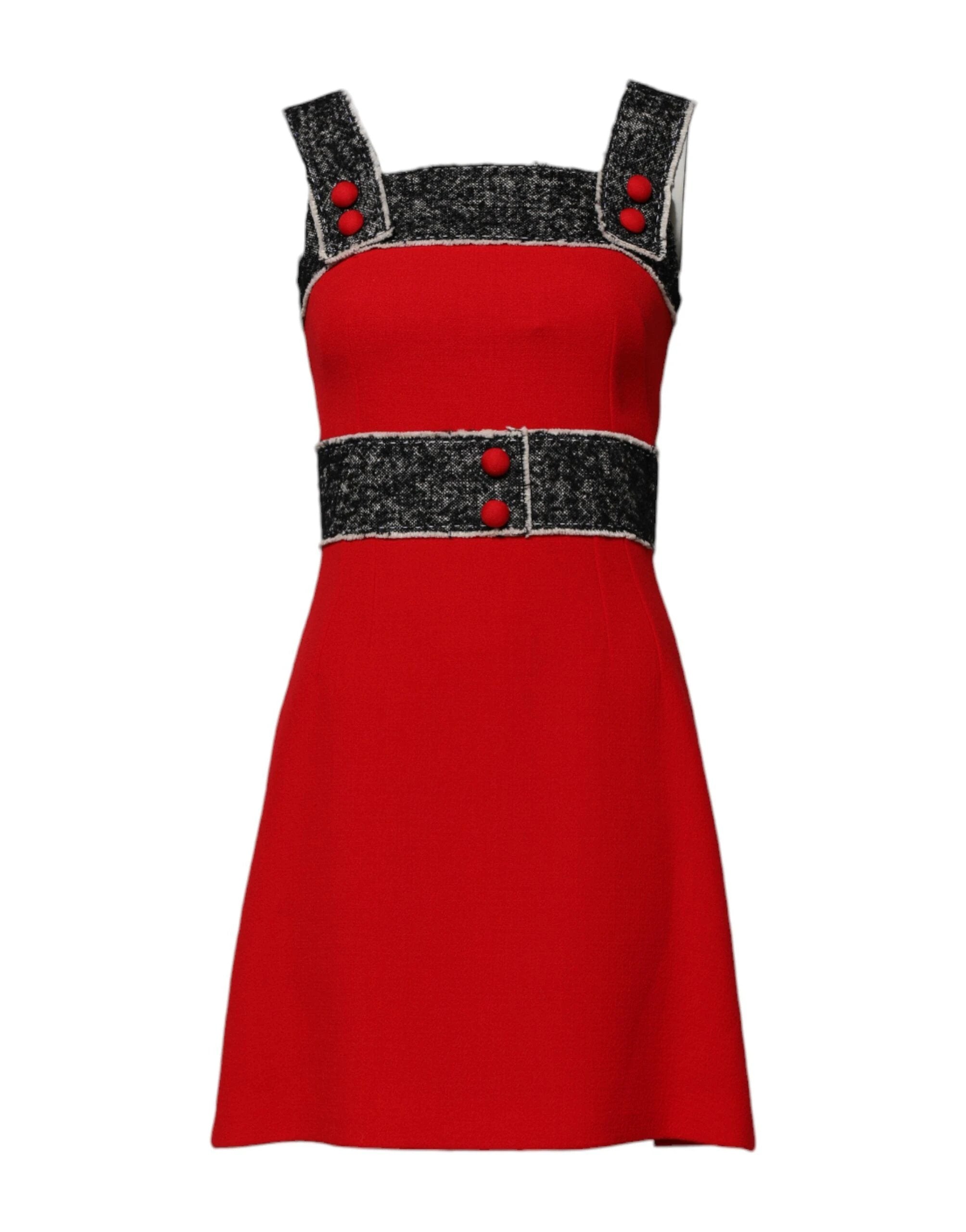 Dolce & Gabbana Red Wool Sleeveless A-line Flared Mini Dress by Dolce & Gabbana