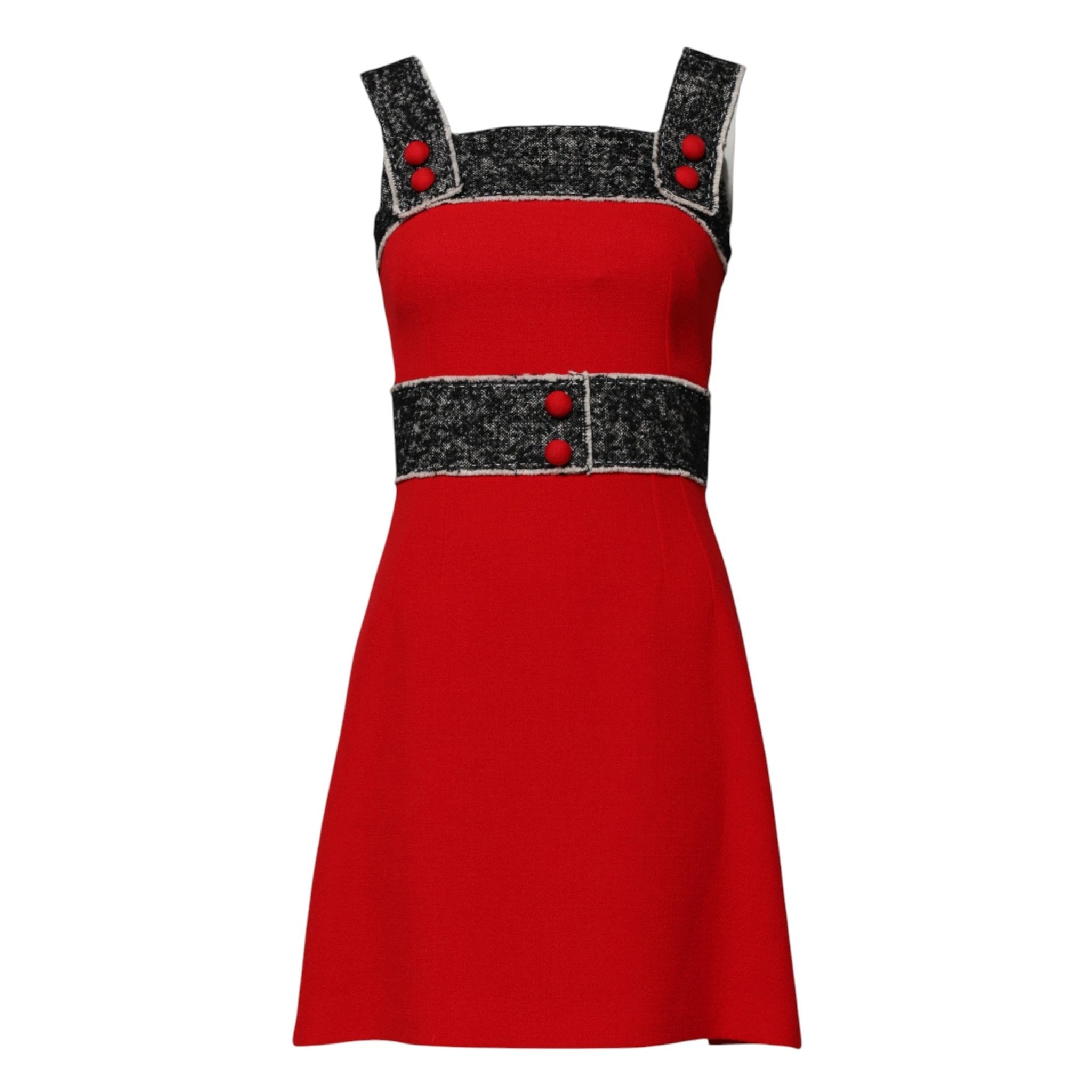 Dolce & Gabbana Red Wool Sleeveless A-line Flared Mini Dress by Dolce & Gabbana