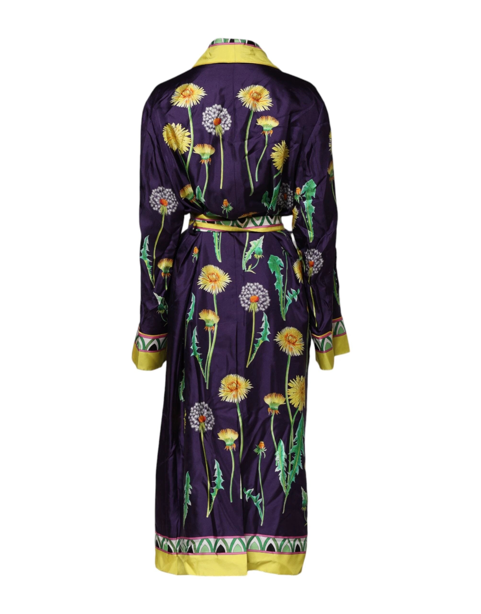 Dolce & Gabbana Blue Floral Print Silk Long Sleeves Wrap Robe by Dolce & Gabbana