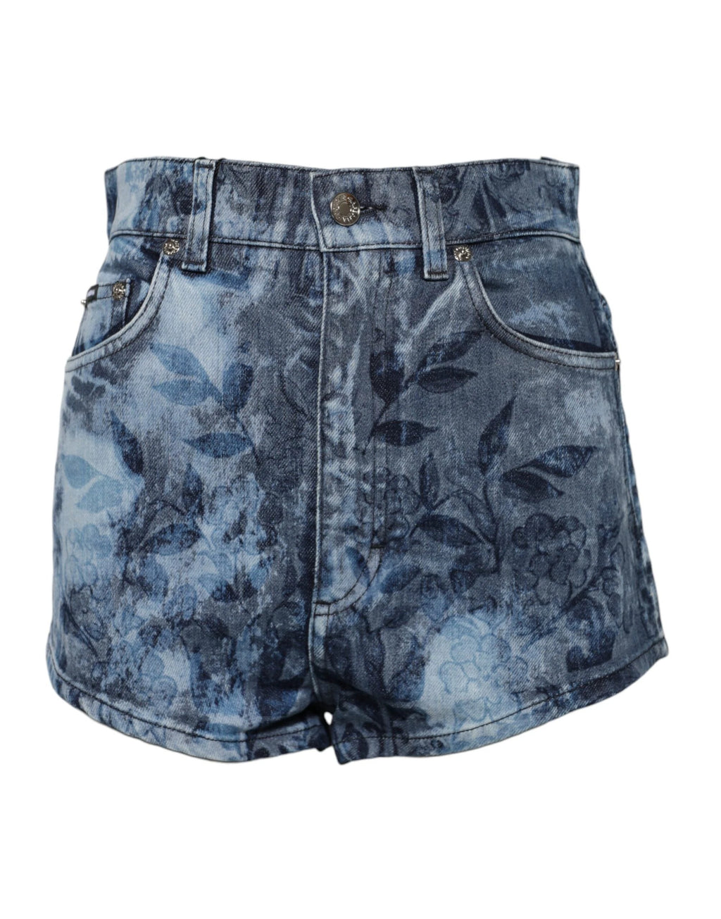 Dolce & Gabbana Blue Floral Print Denim Cotton Hot Pants Shorts by Dolce & Gabbana