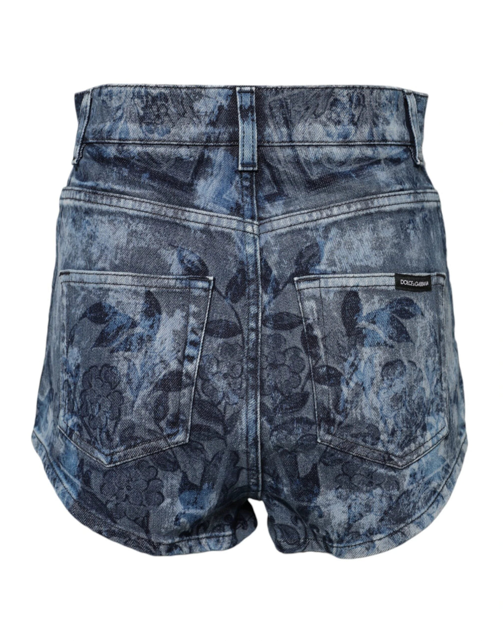 Dolce & Gabbana Blue Floral Print Denim Cotton Hot Pants Shorts by Dolce & Gabbana