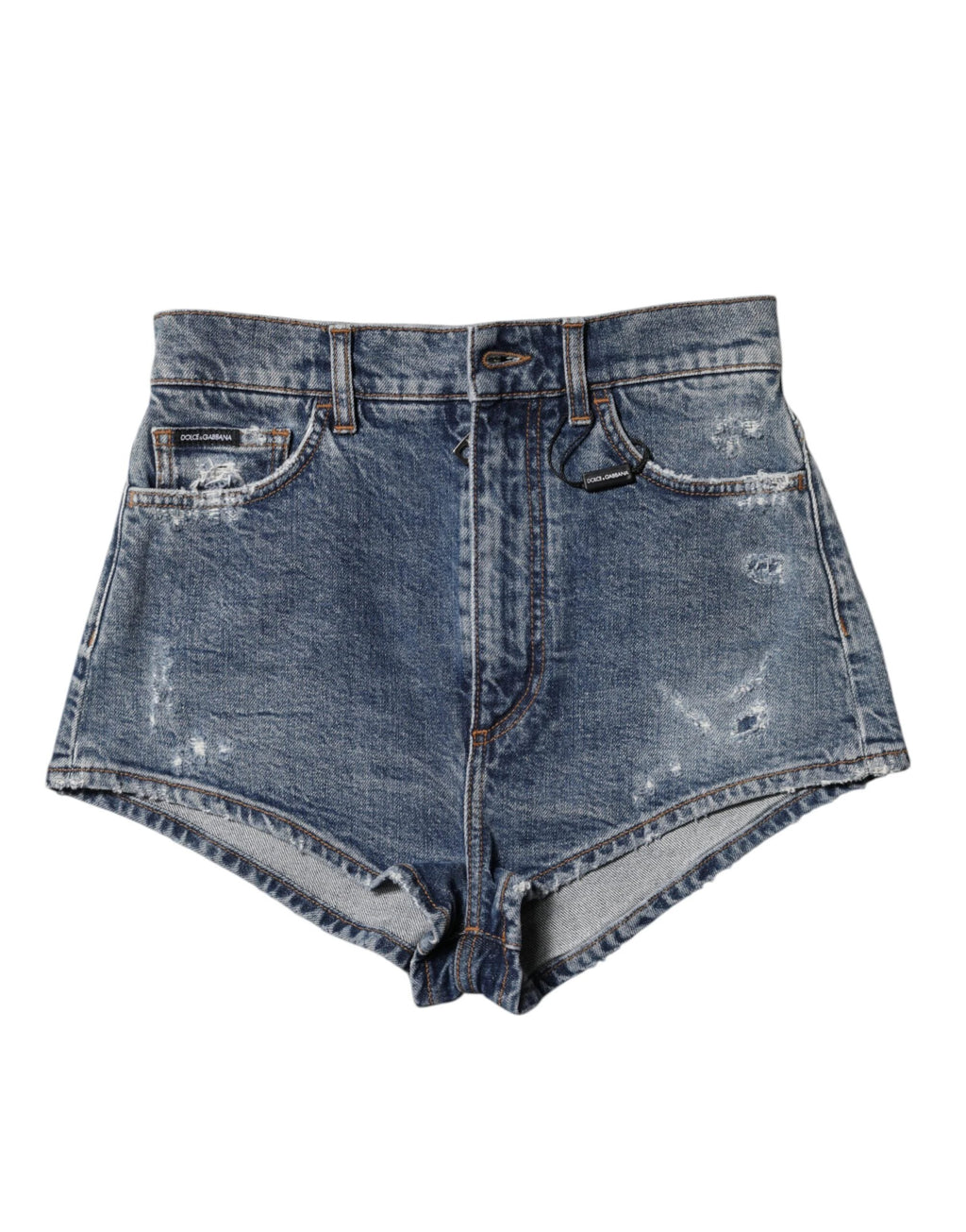 Dolce & Gabbana Blue Tattered Denim Cotton Hot Pants Shorts by Dolce & Gabbana