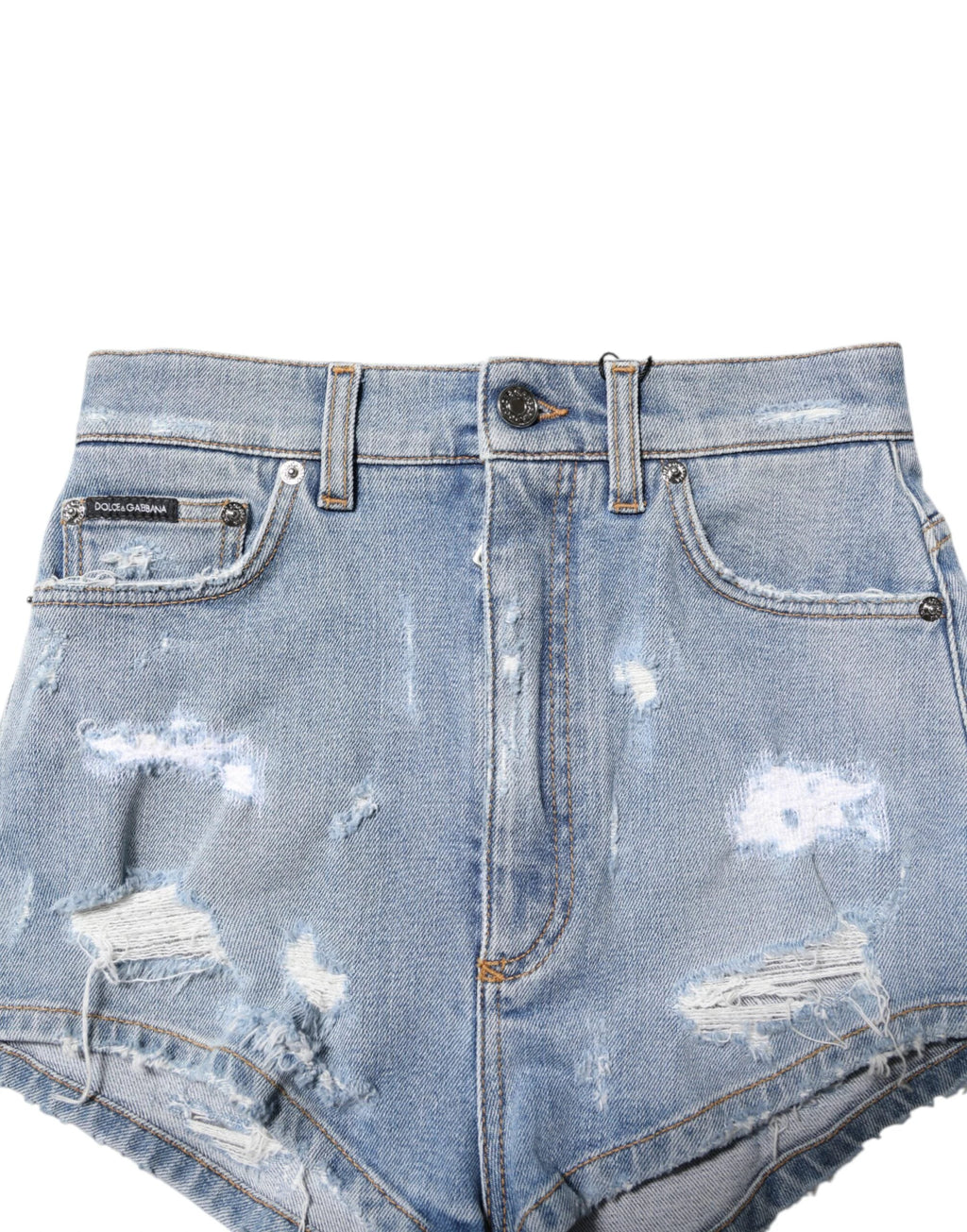 Dolce & Gabbana Blue Tattered Denim Cotton Hot Pants Shorts by Dolce & Gabbana