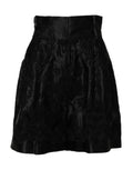 Dolce & Gabbana Black Floral Embroidery Silk High Waist Shorts by Dolce & Gabbana