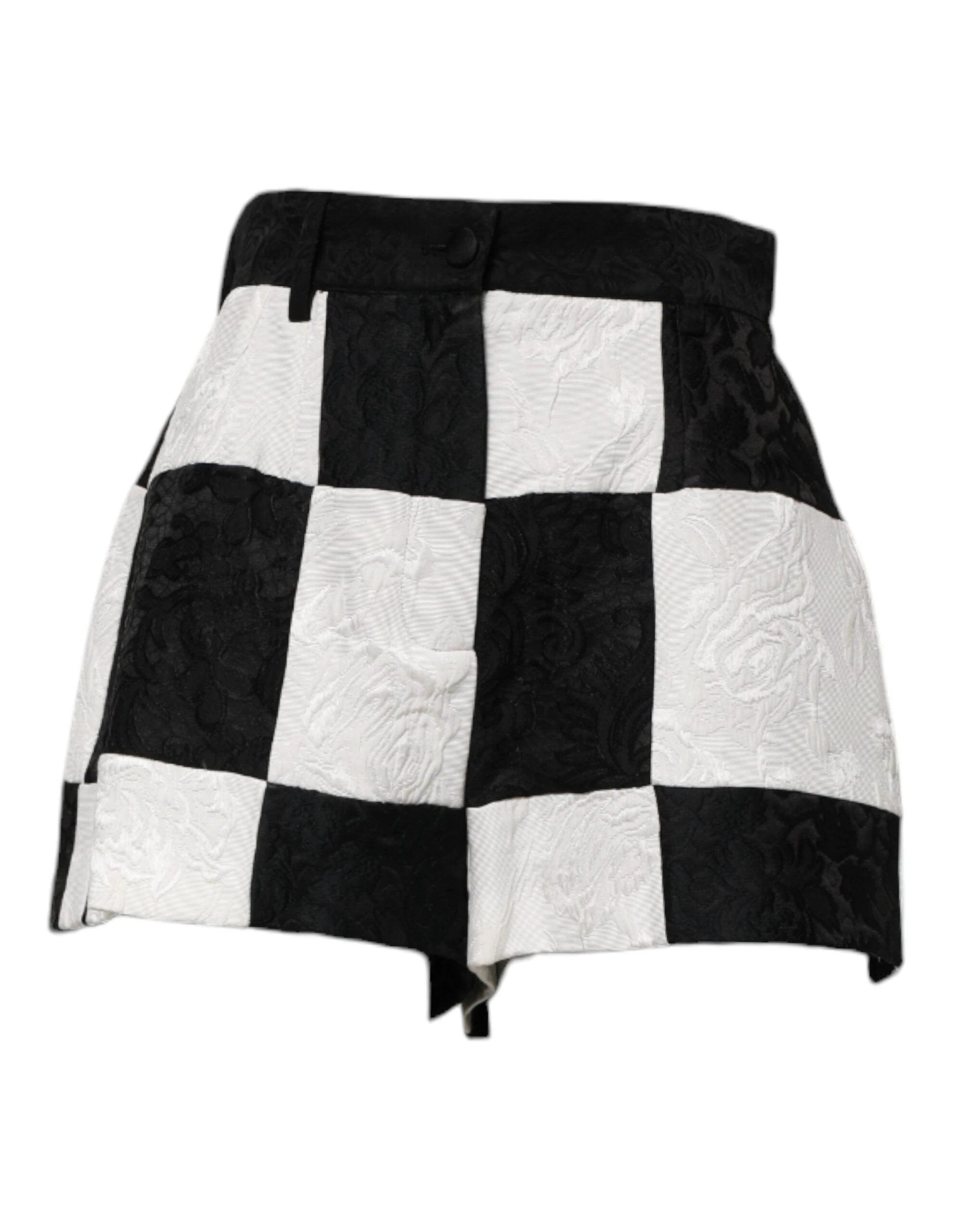 Dolce & Gabbana Black White Floral Brocade Hot Pants Shorts by Dolce & Gabbana
