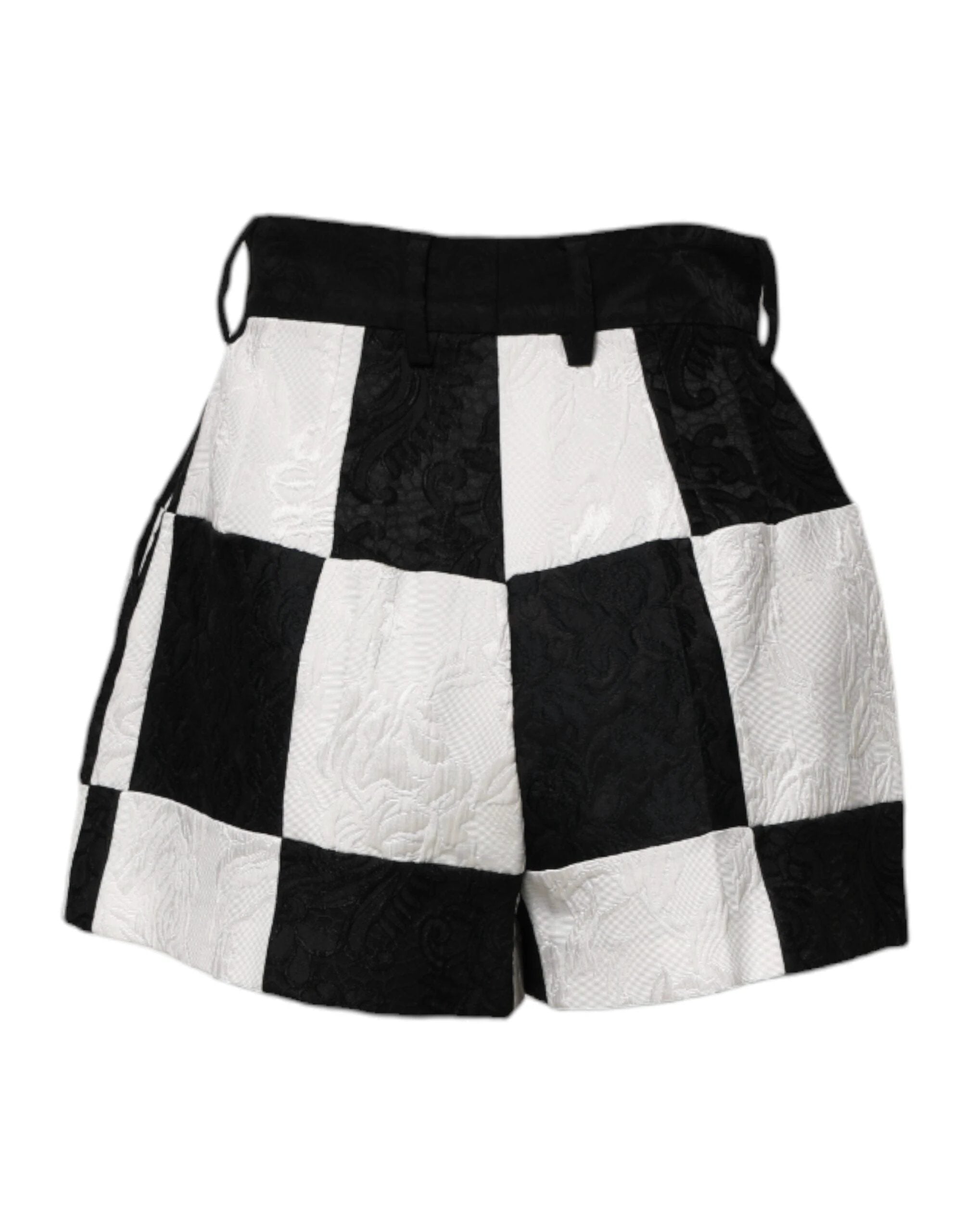 Dolce & Gabbana Black White Floral Brocade Hot Pants Shorts by Dolce & Gabbana